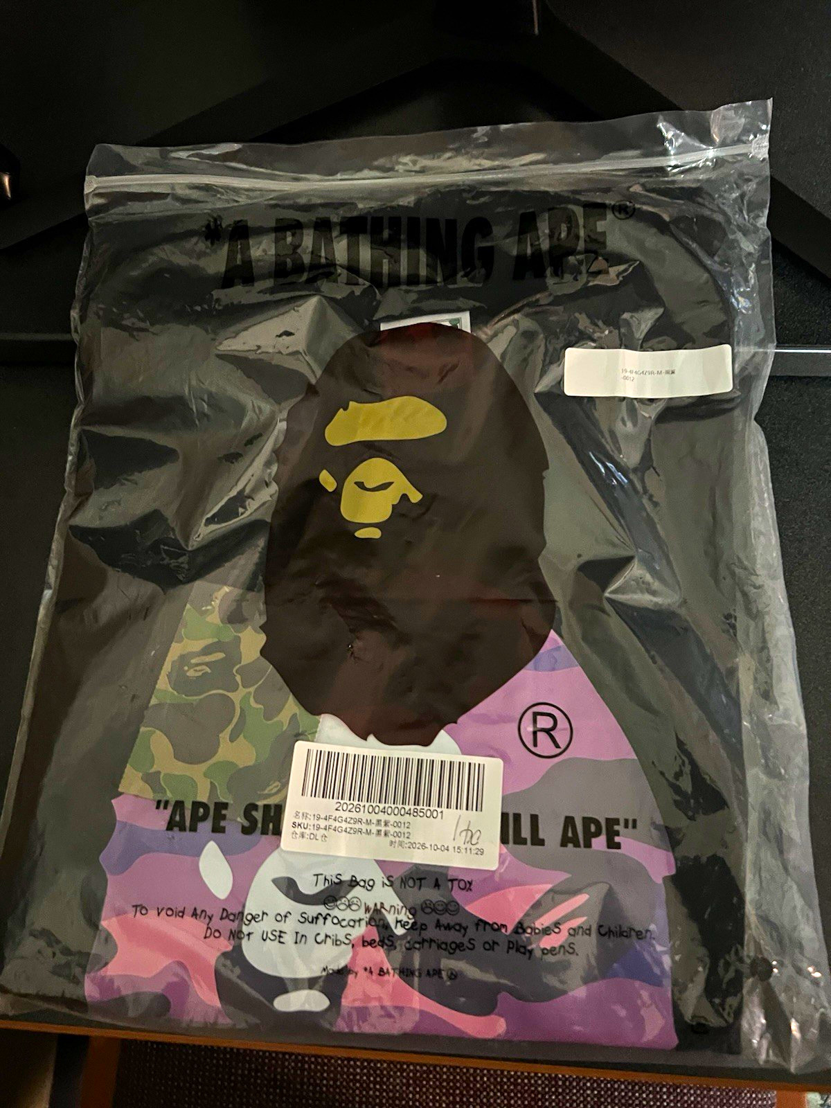 A Bathing Ape BAPE Men’s Black Ape Head Graphic Logo Tee Cotton Jersey