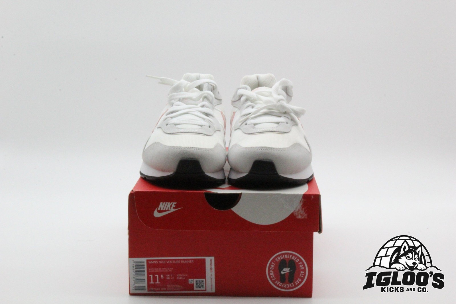 Nike Wmns Venture Runner White Washed Coral W 11.5 CK2948-100 VNDS OG Box