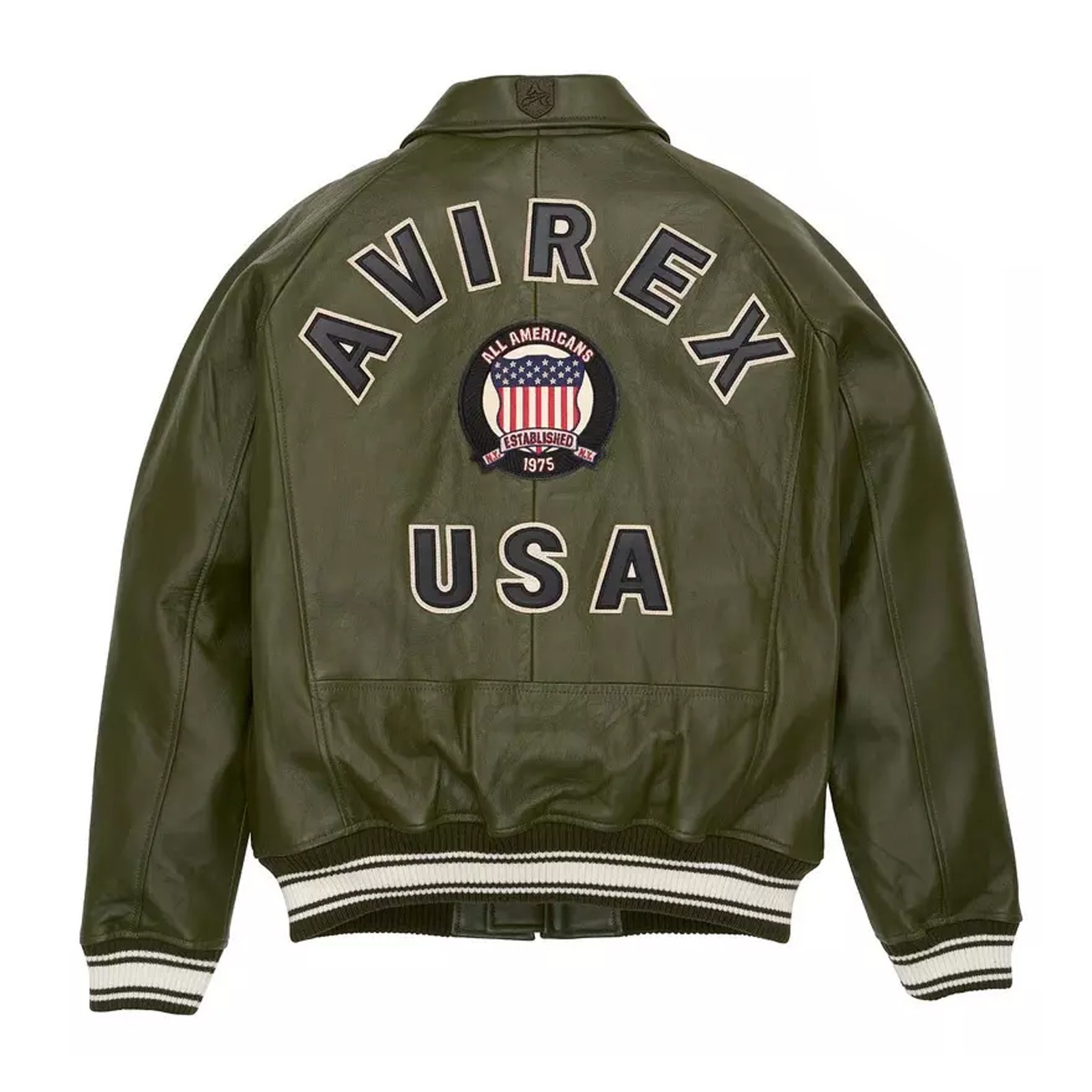 New Avirex Men’s American Bomber Flight Style Genuine Cowhide Leather Jacket