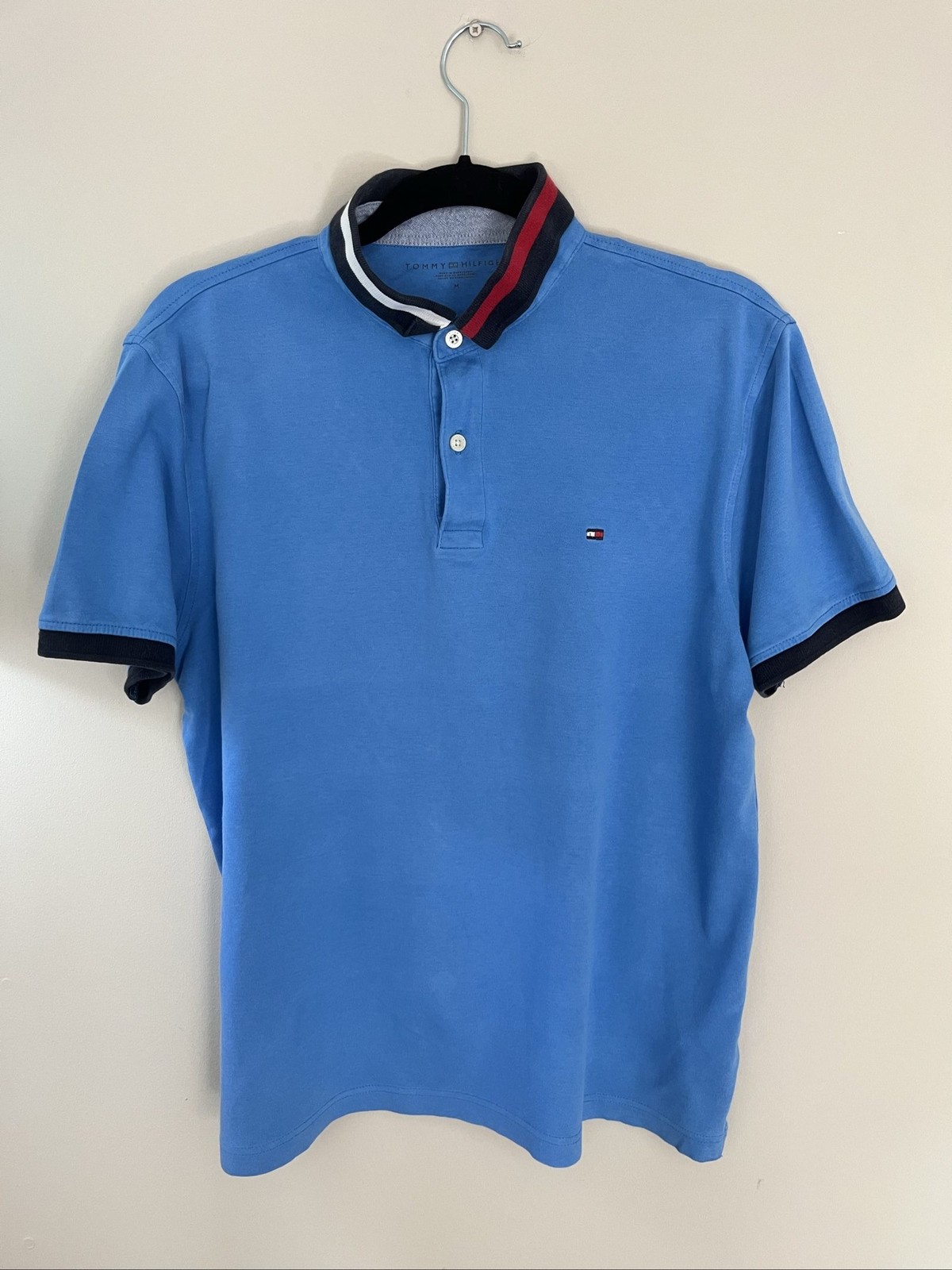 Tommy Hilfiger Men\'s Blue Polo Shirt Medium Cotton