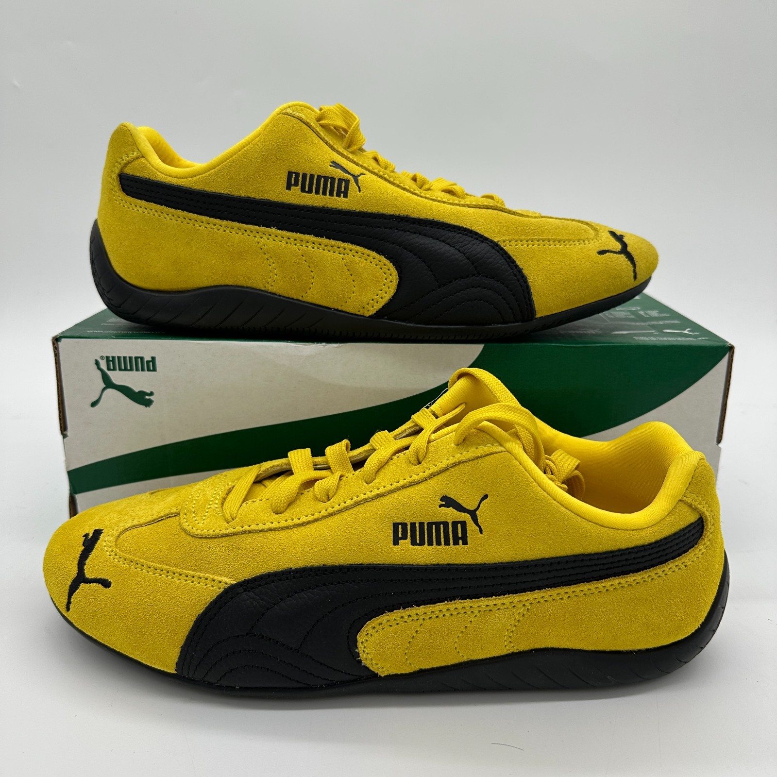 PUMA Speedcat OG Men\'s size 9.5 Yellow Black Suede Athletic Shoes 406329 19