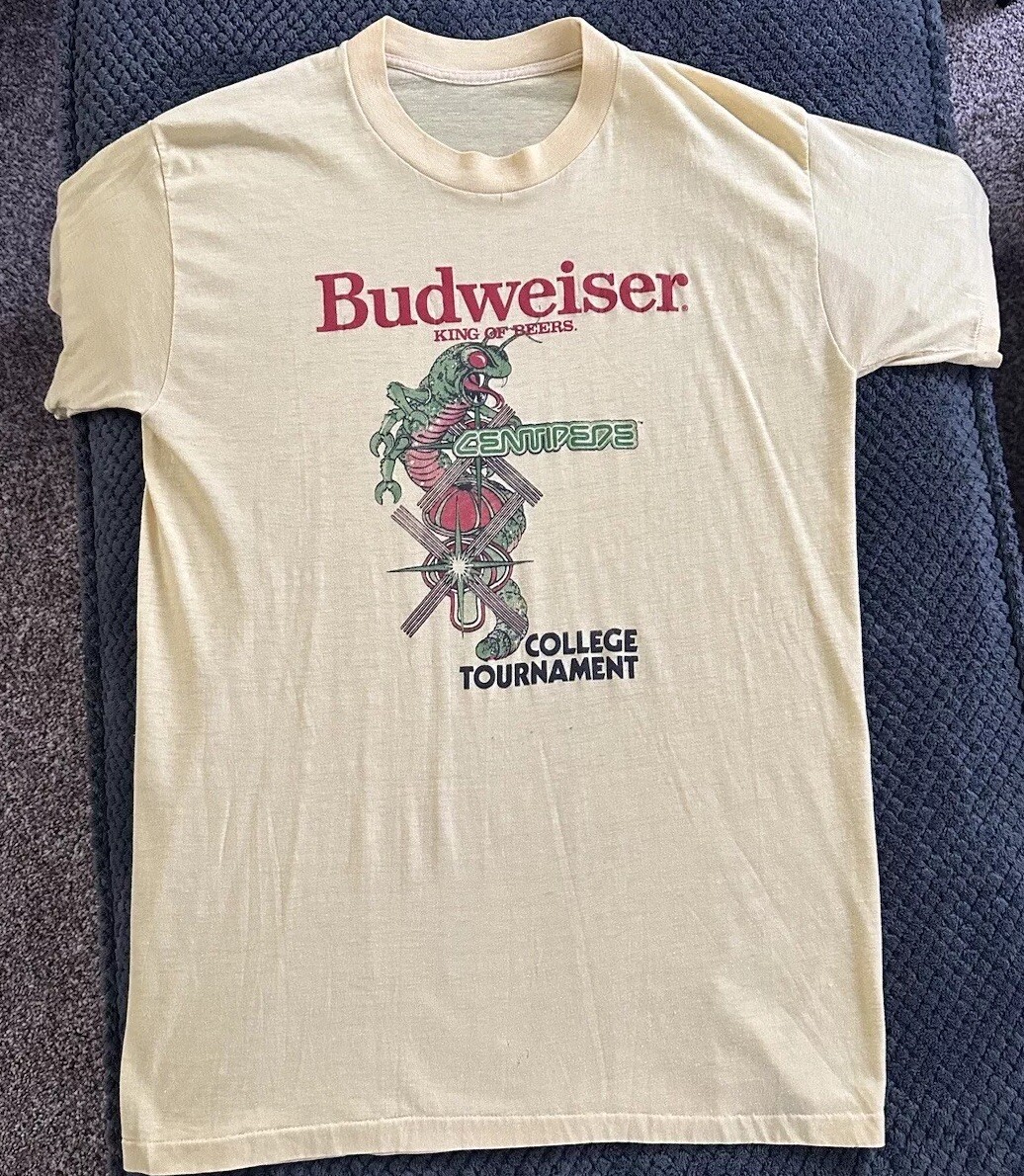 Rare 1980’s Budweiser Beer Atari Centipede Video Game College Tournament Shirt