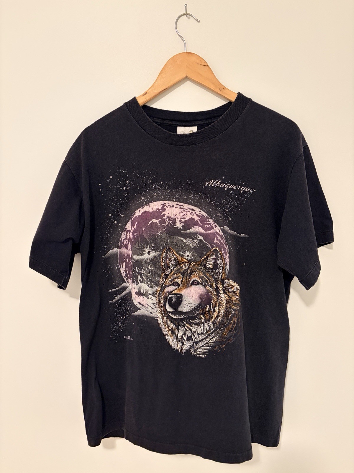 Vintage Wolf Albuquerque t-shirt In Black made in USA 100% cotton From 1994