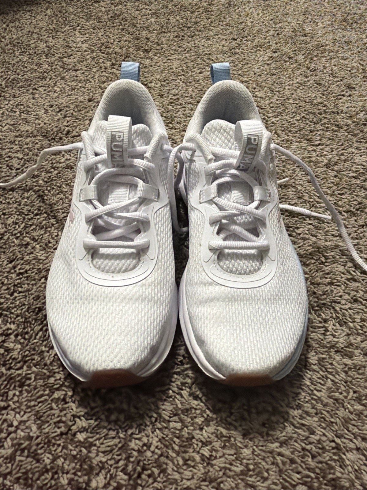 Women’s PUMA White Light Blue Athletic Shoes