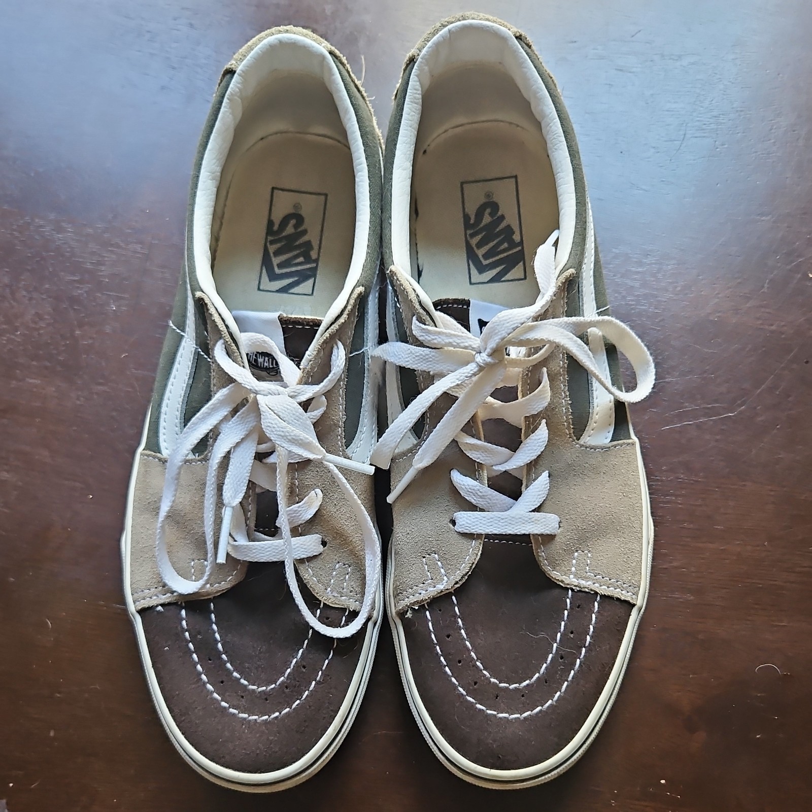 VANS Old Skool Low Top Suede Men\'s Sneakers Lace Up Brown Gray White