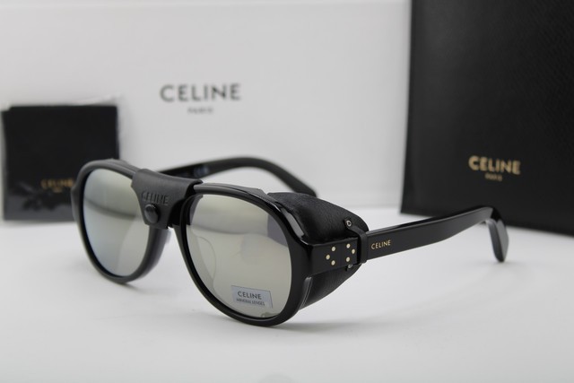 NEW CELINE CL40301U 01C BLACK LEATHER SMOKE AUTHENTIC SUNGLASSES 56-18