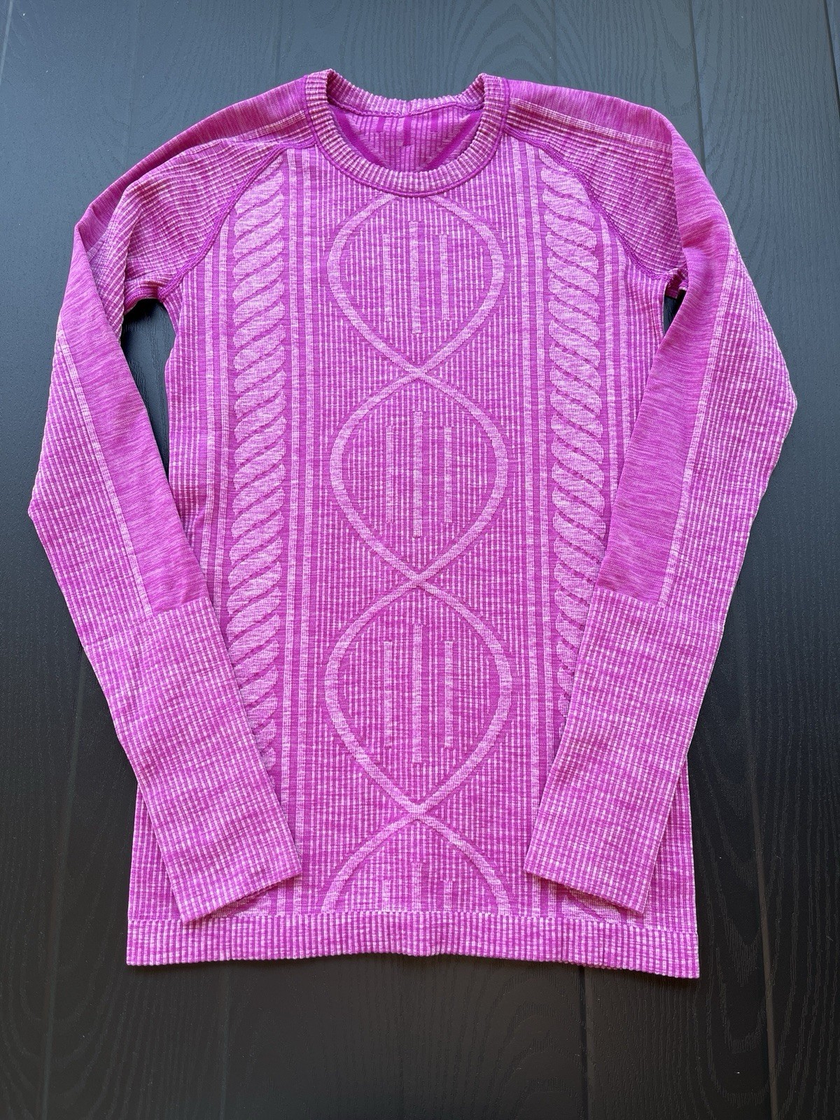 Lululemon Rest Less Magenta Seamless Knit Longsleeve Athletic Yoga Top Women\'s M