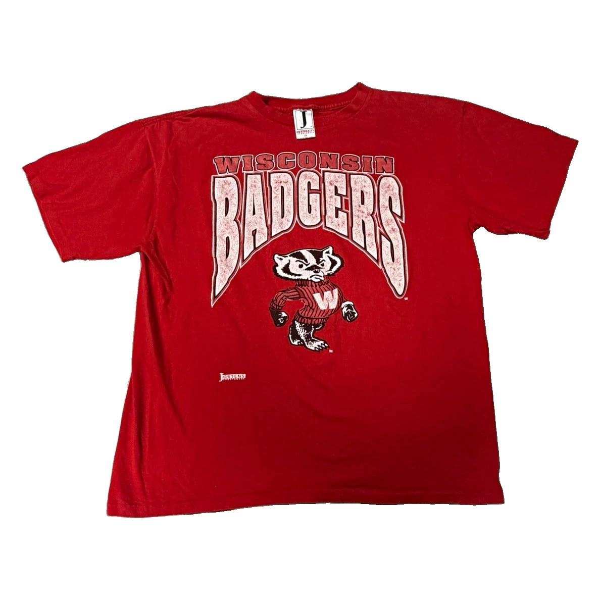 Vintage 90s Jostens Sportswear Wisconsin Badgers Red Graphic T-Shirt Mens Size M