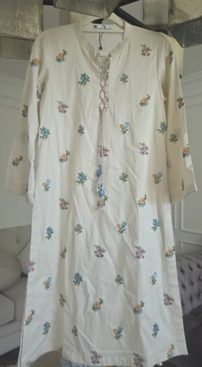 100% cotton Khaadi pakistani designer kurti floral embroidery