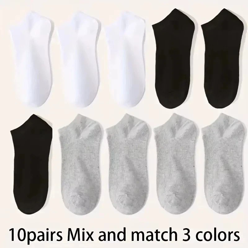 10 Pack Unisex Ankle Socks Breathable Lightweight Comfort Fit Daily & Sport