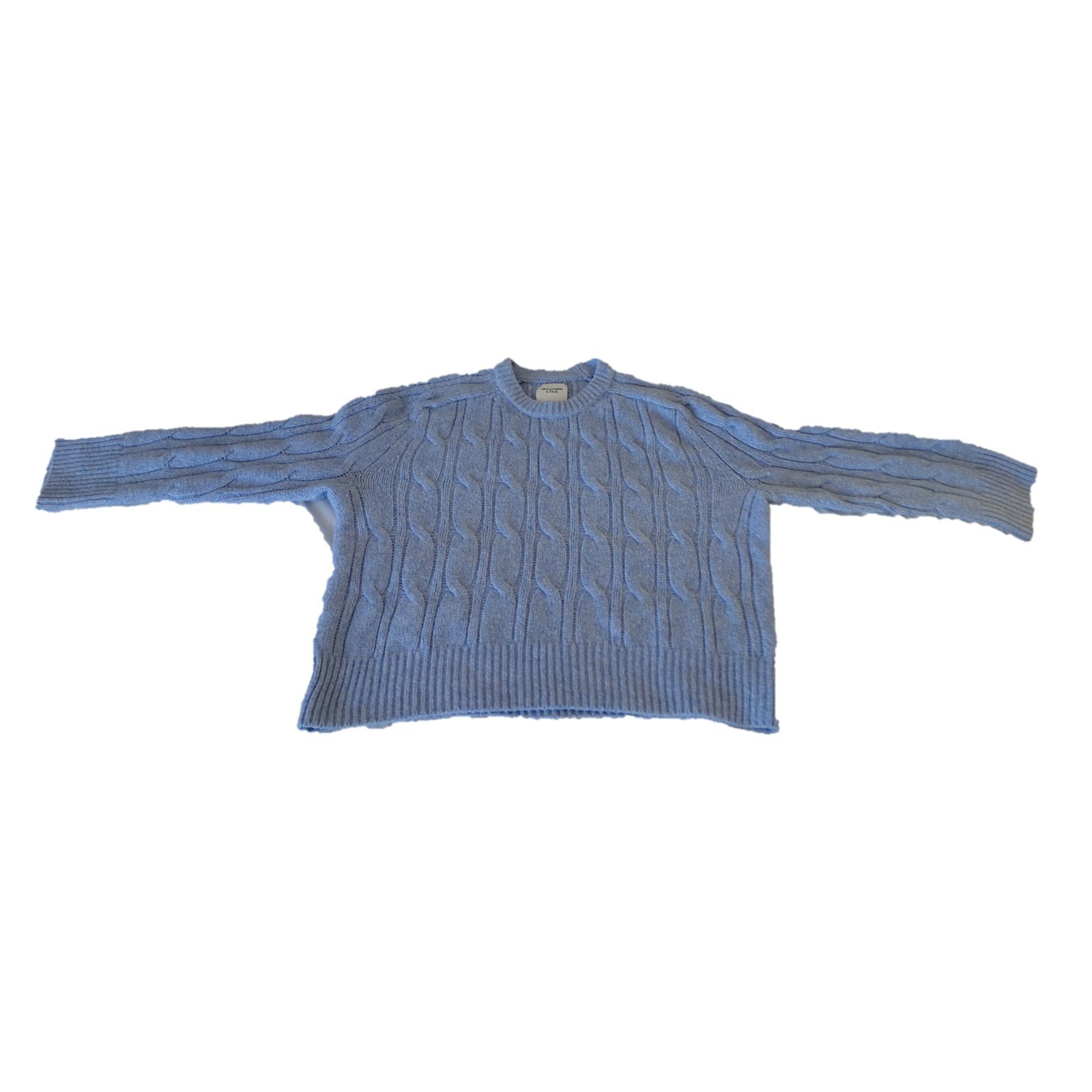 Abercrombie & Fitch Men’s Large Gray Cable Knit Crewneck Sweater Cotton Blend