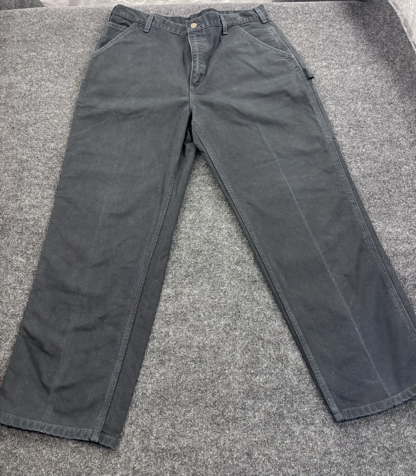 Vintage Carhartt Mens 38x30 Canvas Carpenter Pants Dungaree Fit B11 BLK