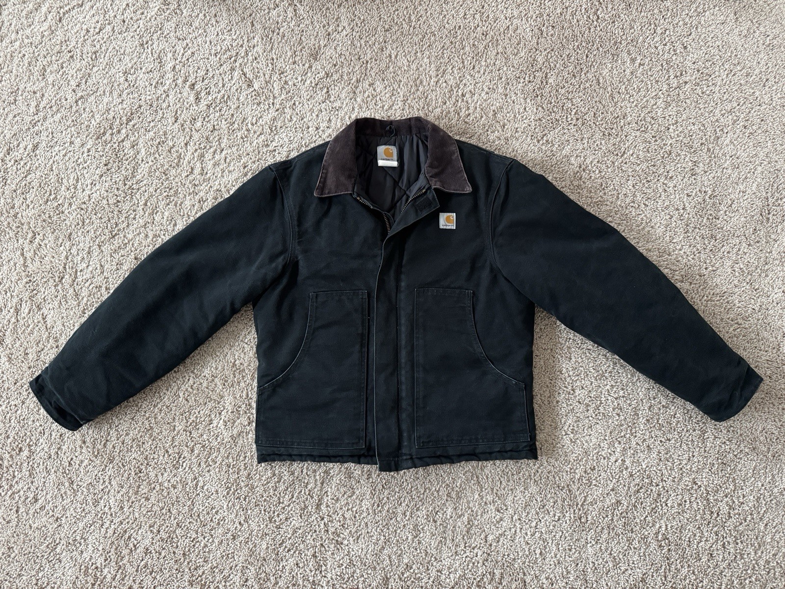 Vintage Carhartt J02 Arctic Jacket Black Size Medium Made In USA