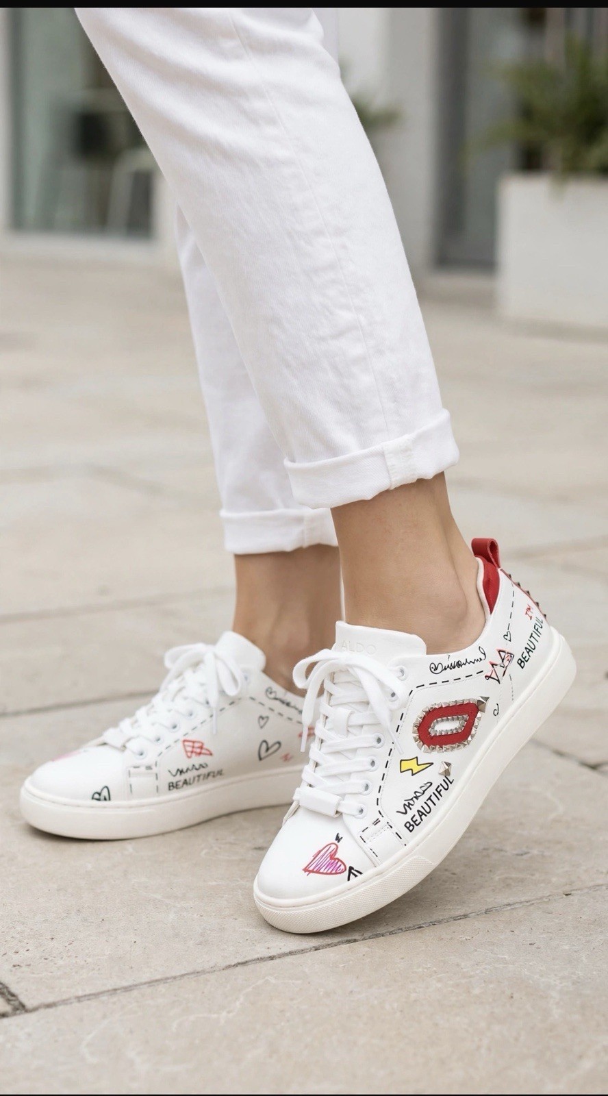 All White Sneackers Aldo Amorette I Am Beautiful Size 10