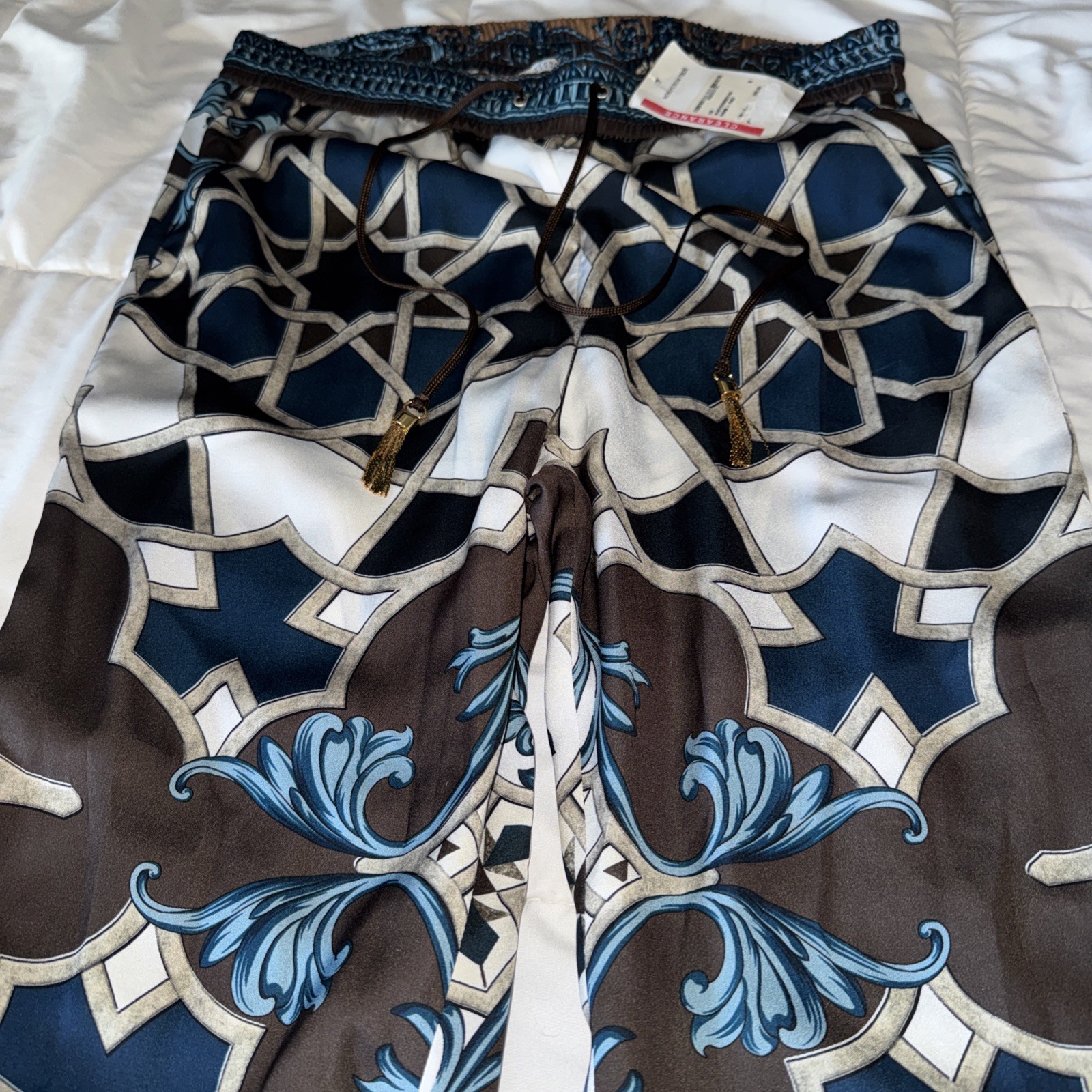 💙🤎✨NWT Versace Print Women’s Drawstring Elastic Jogger Pants Trousers 40 $695