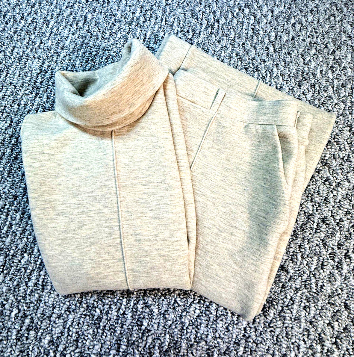 OGL Womens Beige Knit 2 Piece Pants Set Sleeveless Turtleneck Top XL