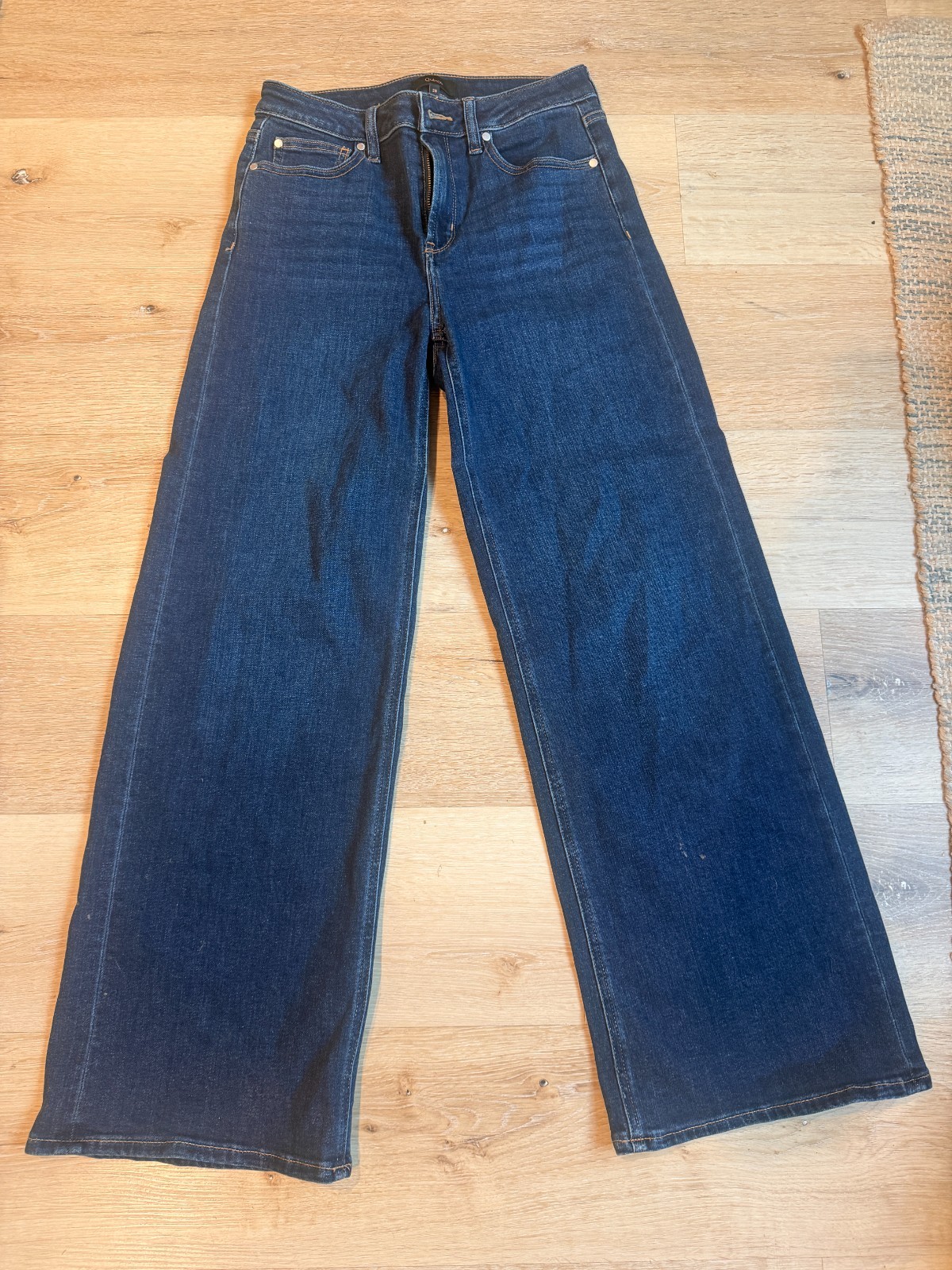 Quince Women\'s High Rise Wide Leg Jeans Size 28 Dark Wash Blue Denim