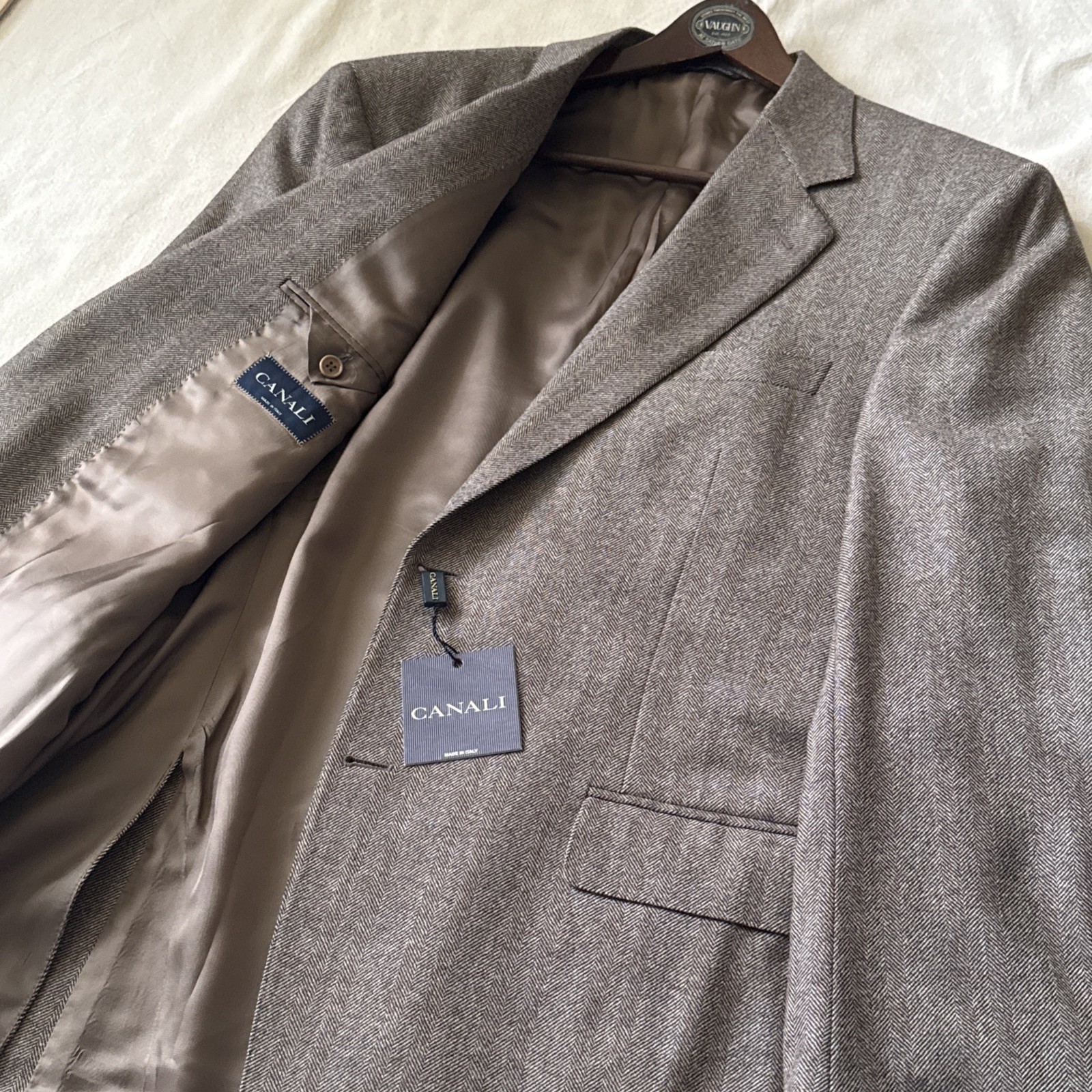 Canali Made in Italy 100% Wool Brown Dual Vent Blazer Jacket 54L NWT