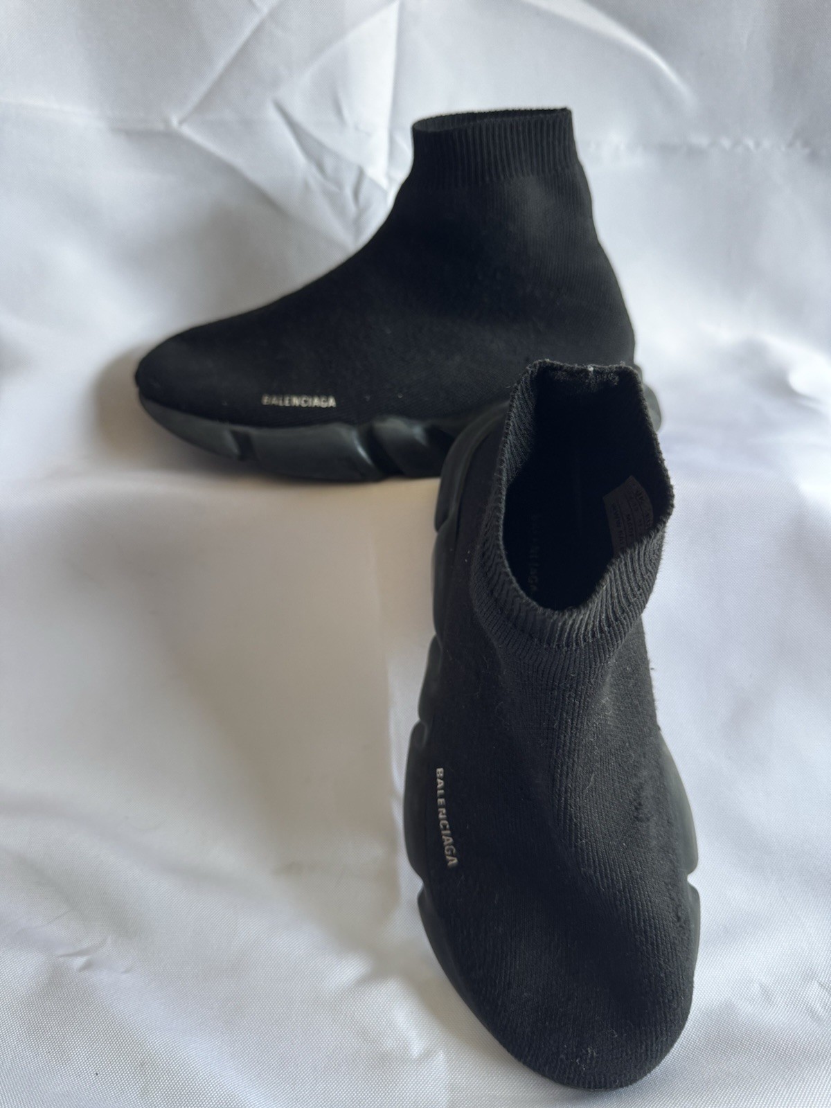 Balenciaga Kids High Tops, Black Stretch Fabric Size 13-1 Used In Good Condition