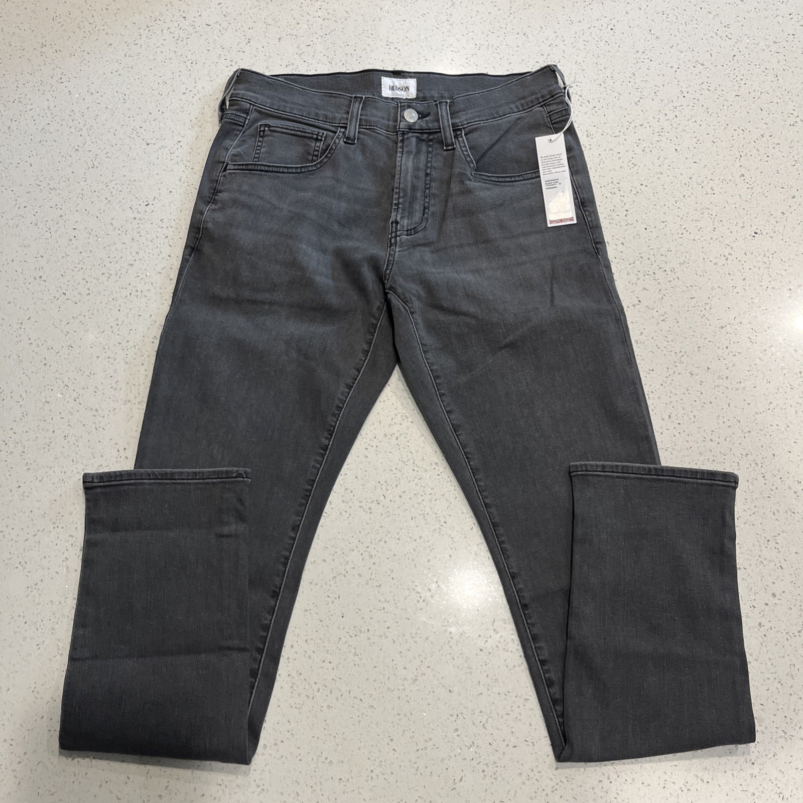 Hudson Jeans Mens Black Mid Rise Slim Fit Blake Straight Leg Jeans Sz 30/32 NWT