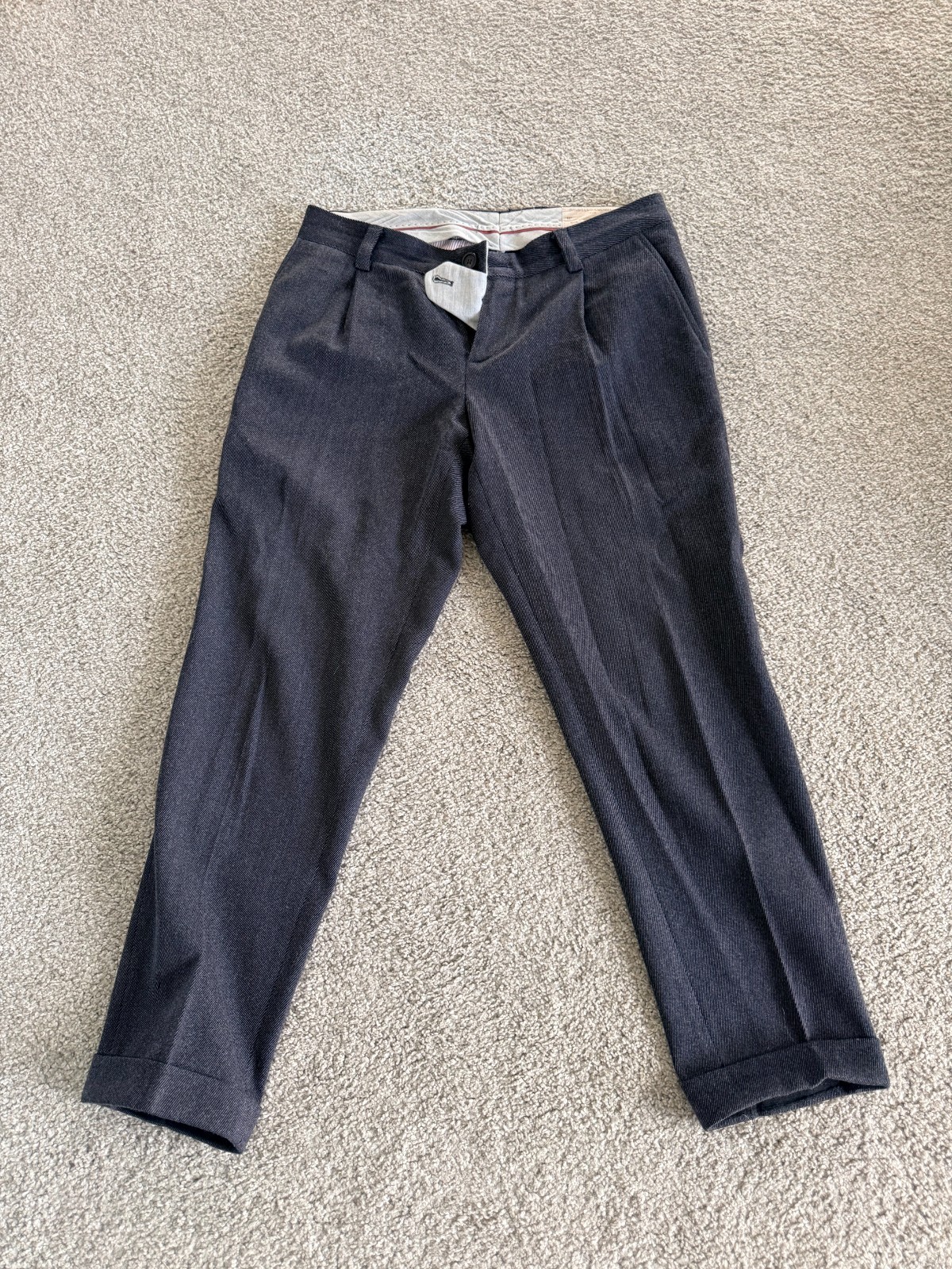 Brunello Cucinelli Grey wool cotton blend pants size EU 48/US 32