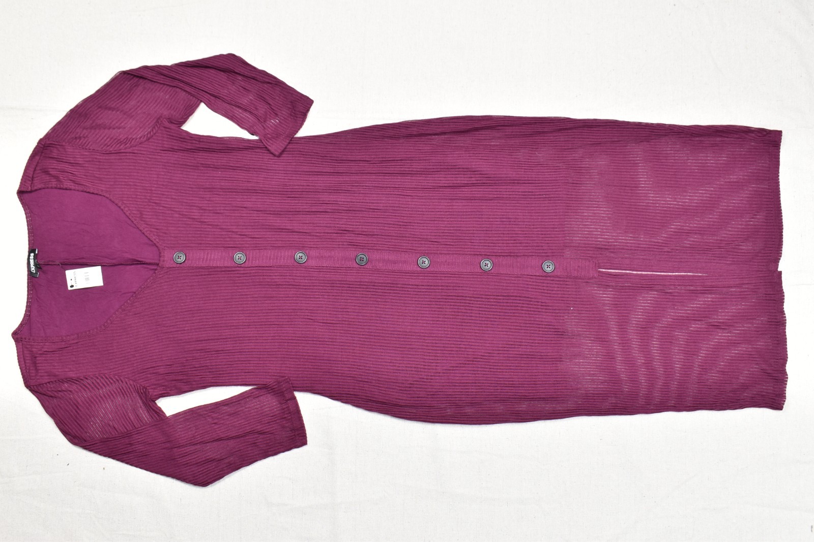 Express Women\'s Plum Purple Ribbed Knit Button-Front Midi Dress Size L NWT