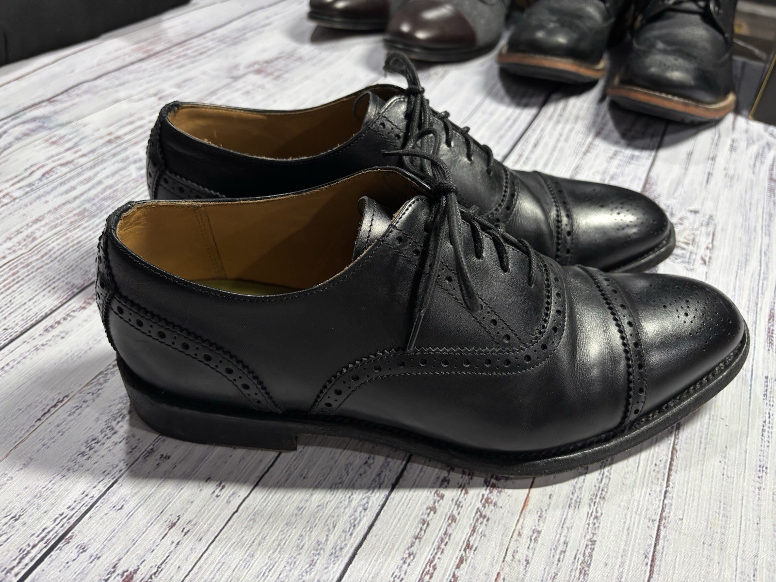 Mens Oliver Sweeney Shoes Sz 7.5 Moycullen Black Cap Toe Oxfords 0975