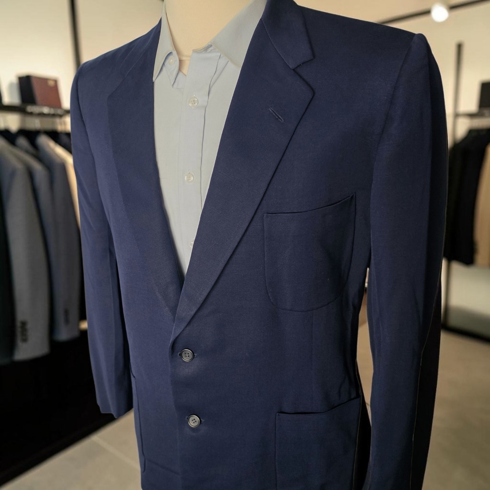 Vintage 1950s Bespoke Blazer 42r Full Canvas Pacific Mills Woolen Patch Pocket