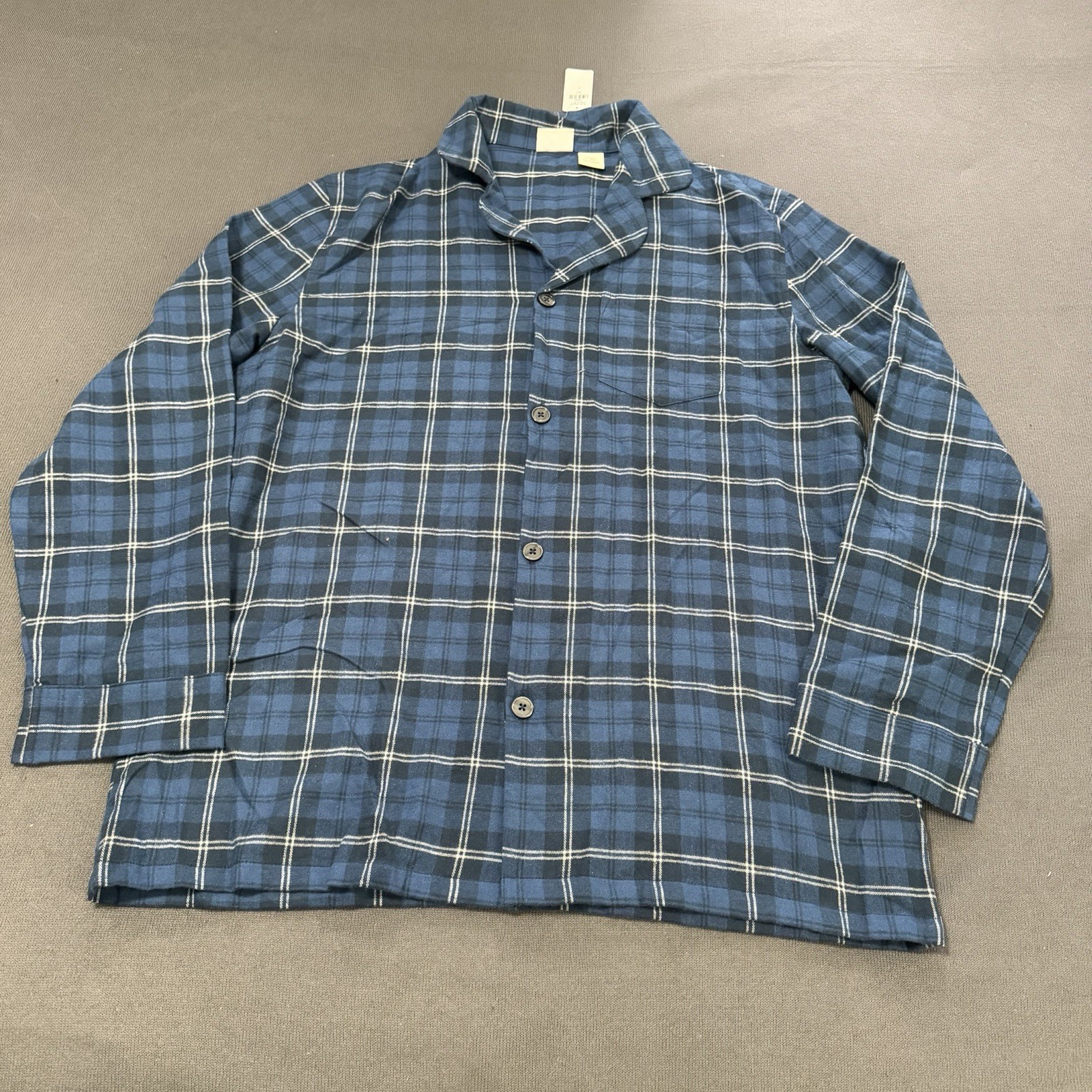 LL Bean Flannel Pajama Shirt Mens L Tall Blue Palid Soft Button Up Cotton Casual