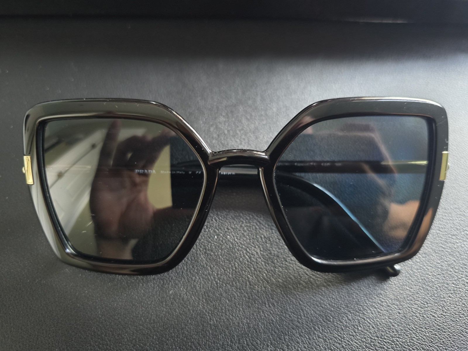 NIB Prada SPR09W 1AB5Z1 Black Polarized Acetate Woman’s Sunglasses 54mm SPR 09W