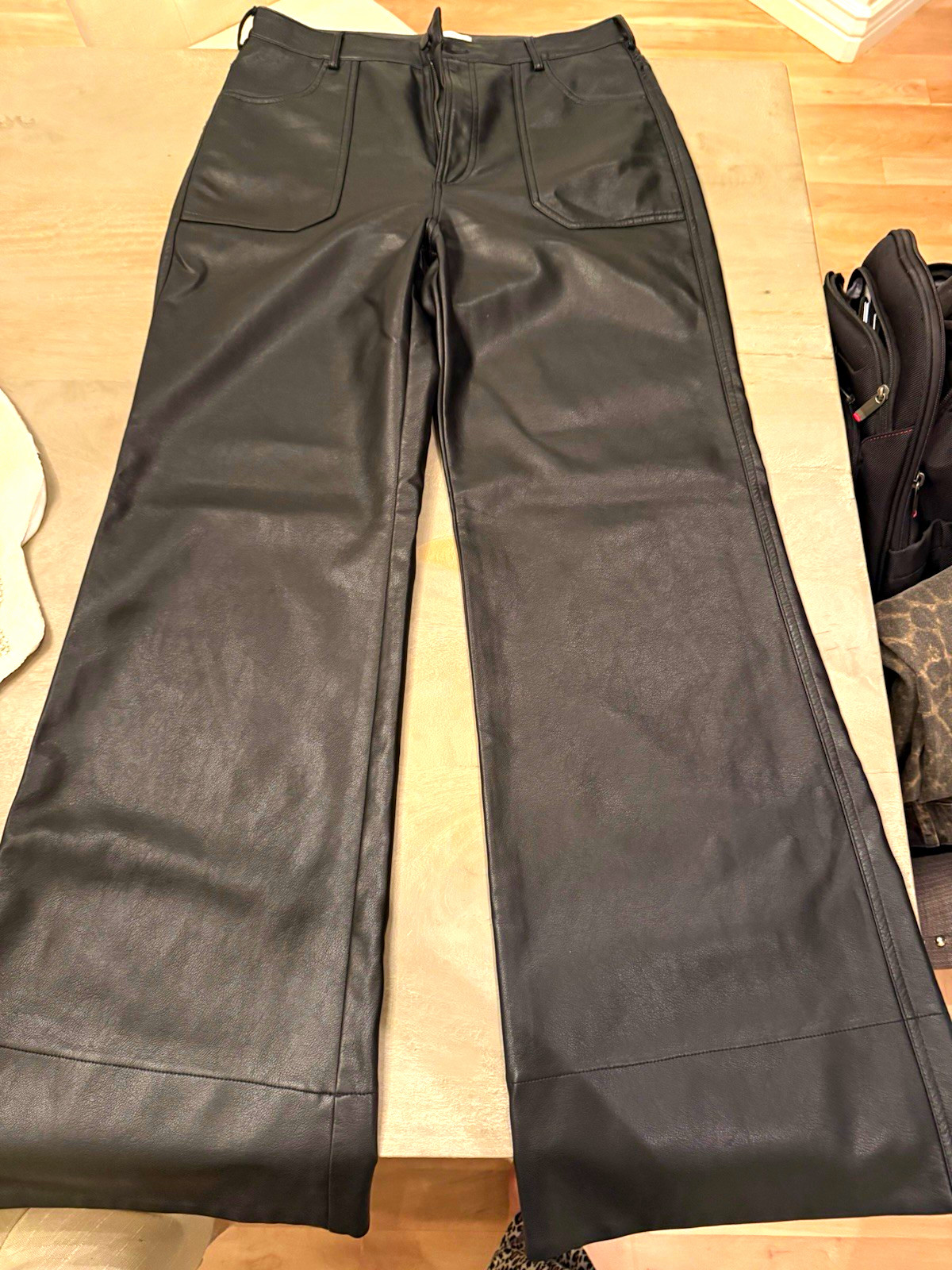 Pilcro (Anthropologie) Black Leather Wide-Leg Pants Size 30 32\
