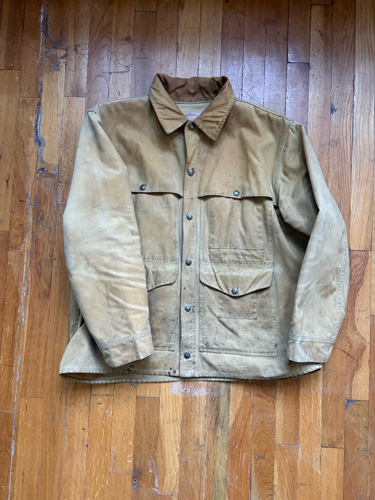 Vintage FILSON Unlined Tin Cloth Tan Cruiser Jacket XL