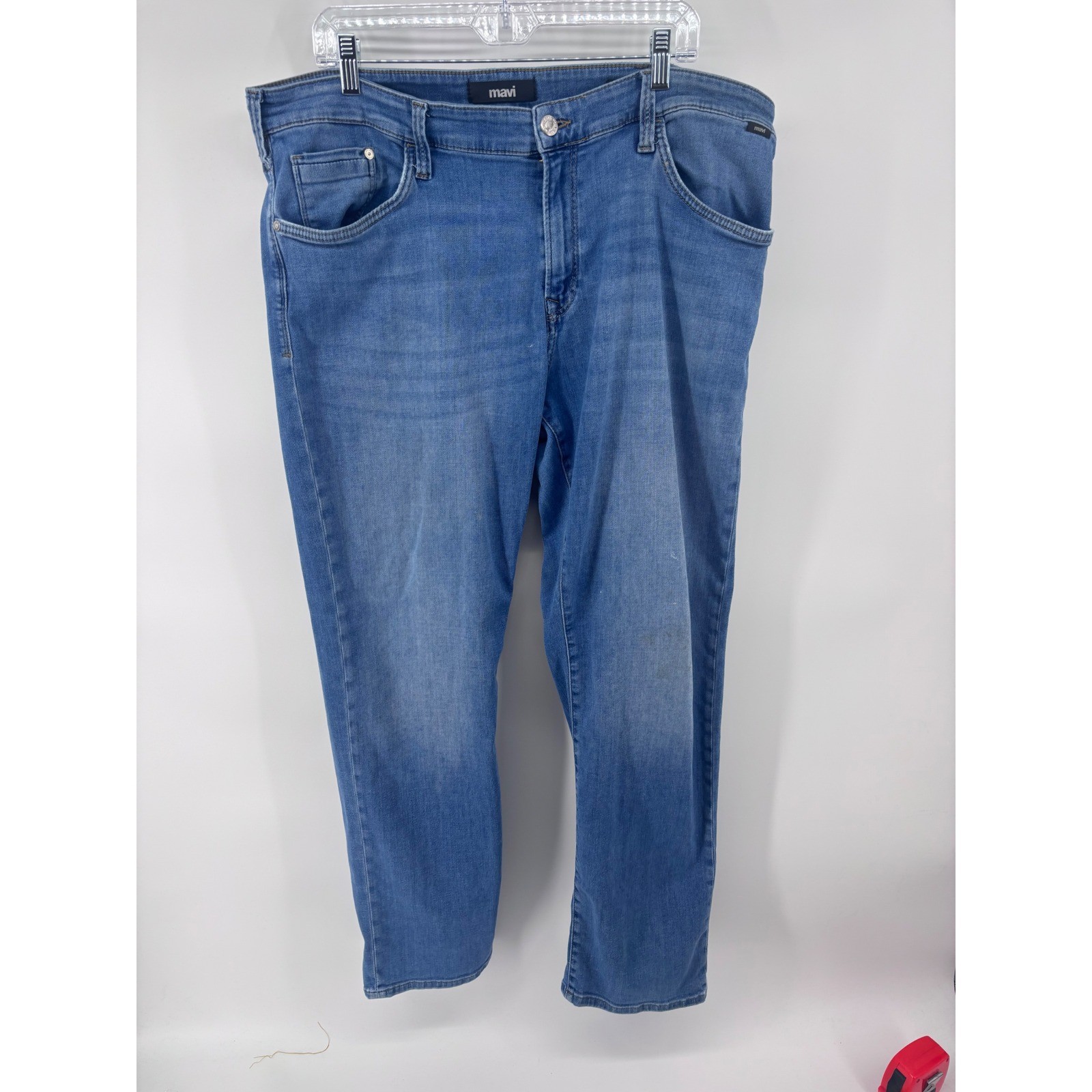 Mavi Men\'s Denim Jeans Size 38 Light Wash Distressed Straight Leg Casual