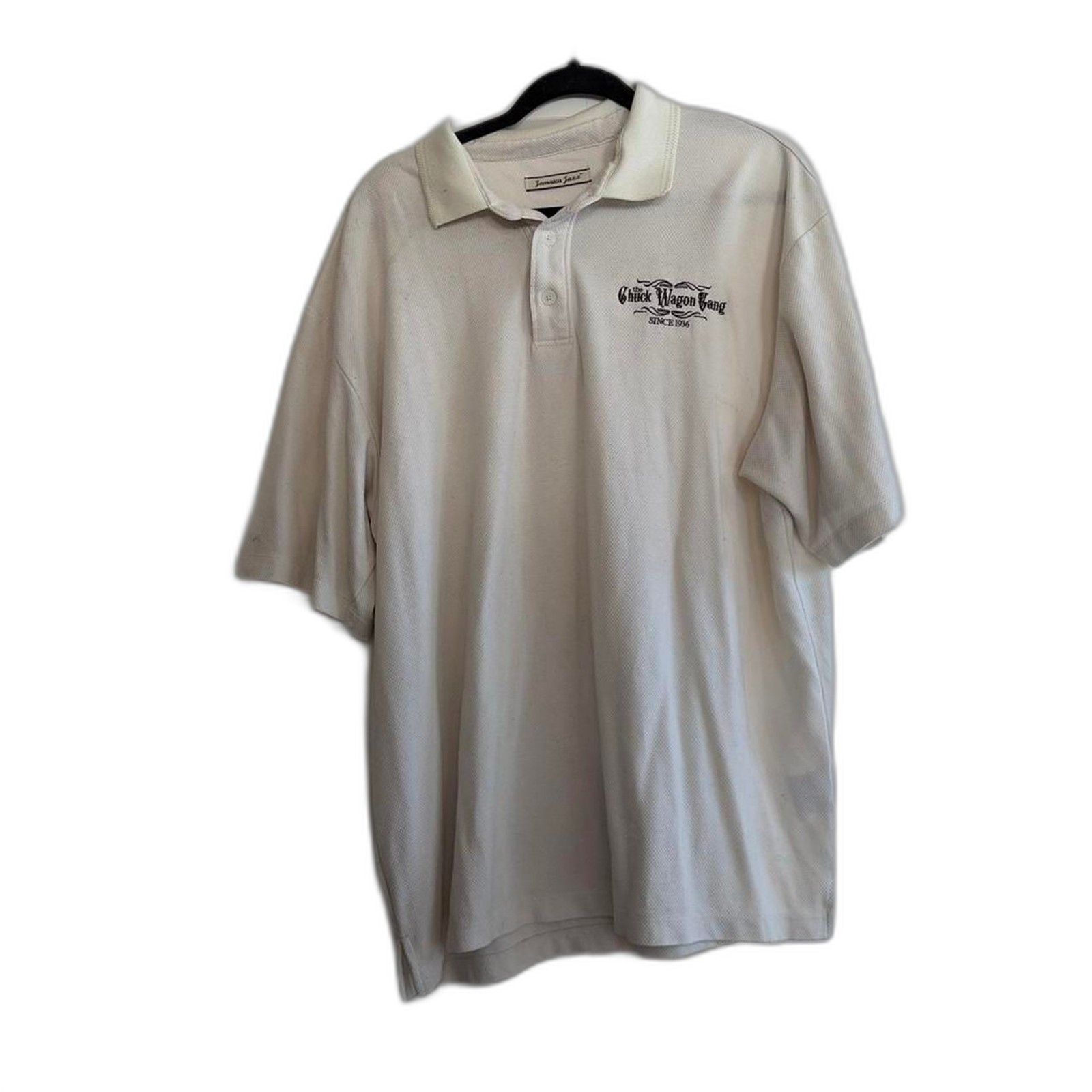 Vintage Americana Chuck Wagon Gang Embroidered Polo, White, Size XXL