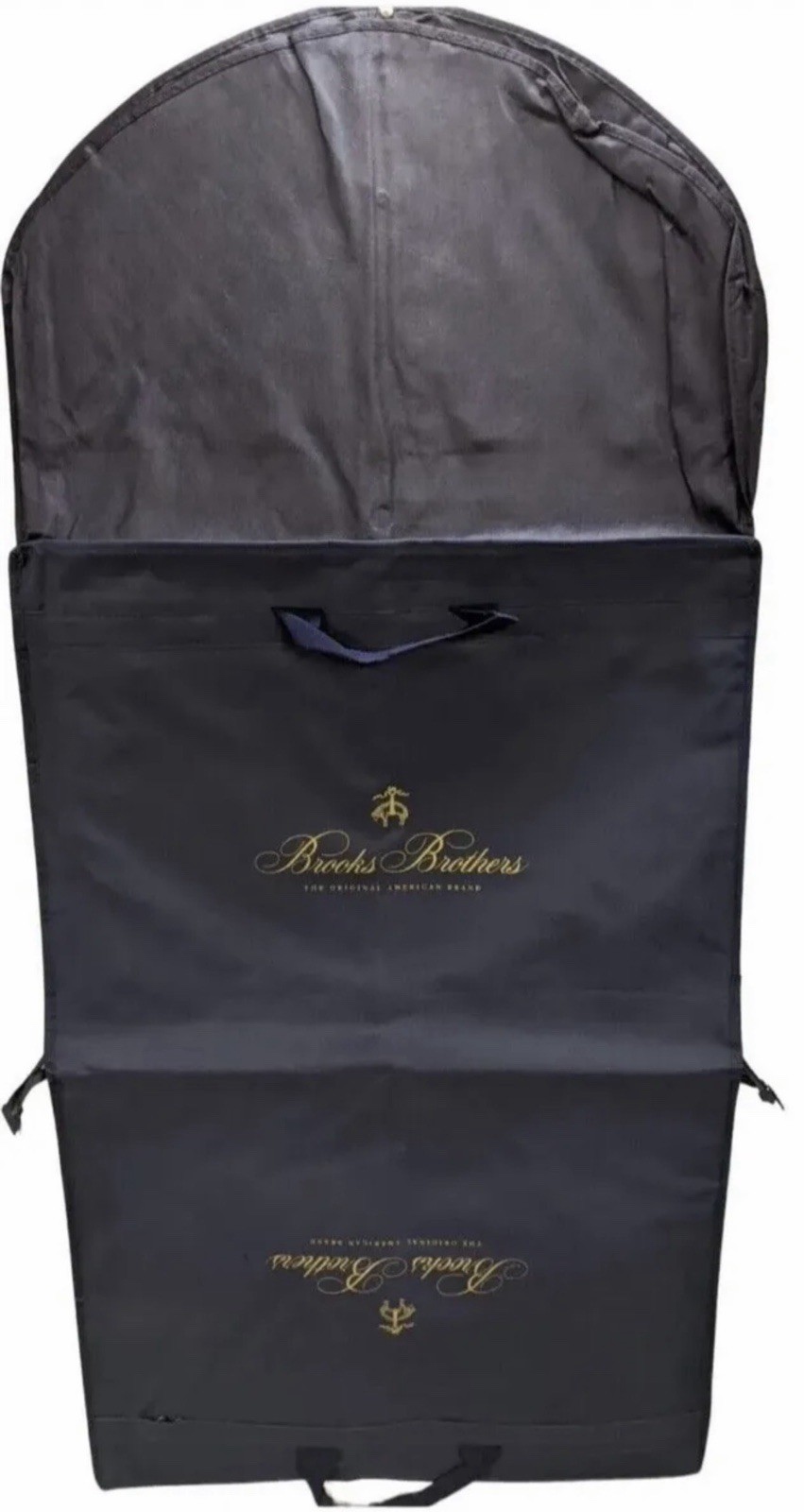 Brooks Brothers Navy Blue Garment Bag Travel Clothing Cover with shoe pockets 