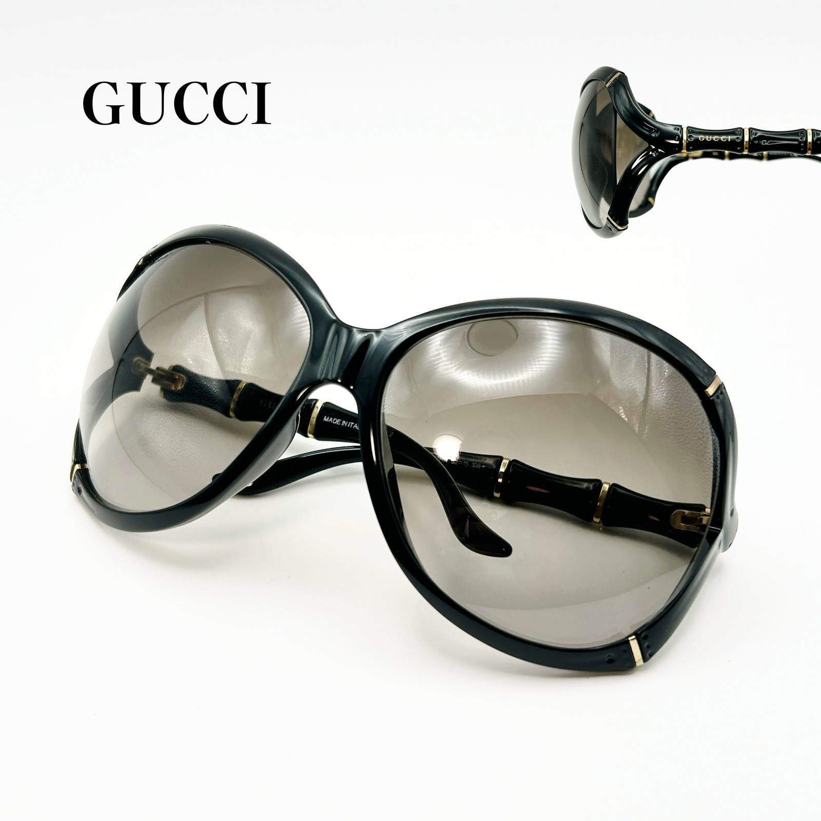 READ DESC GUCCI GG3509/S Bamboo Oversized Sunglasses Black Gold Y2K