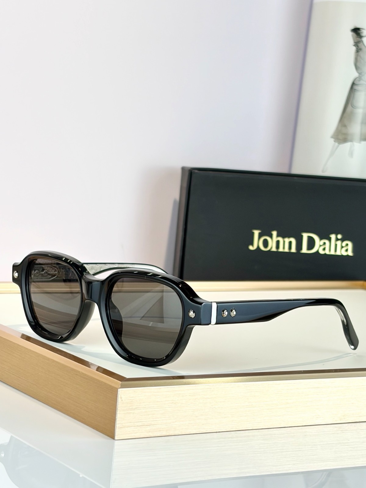 JOHN DALIA Project Series 12 Black Round Sunglasses Gray Gradient Lens 51-18