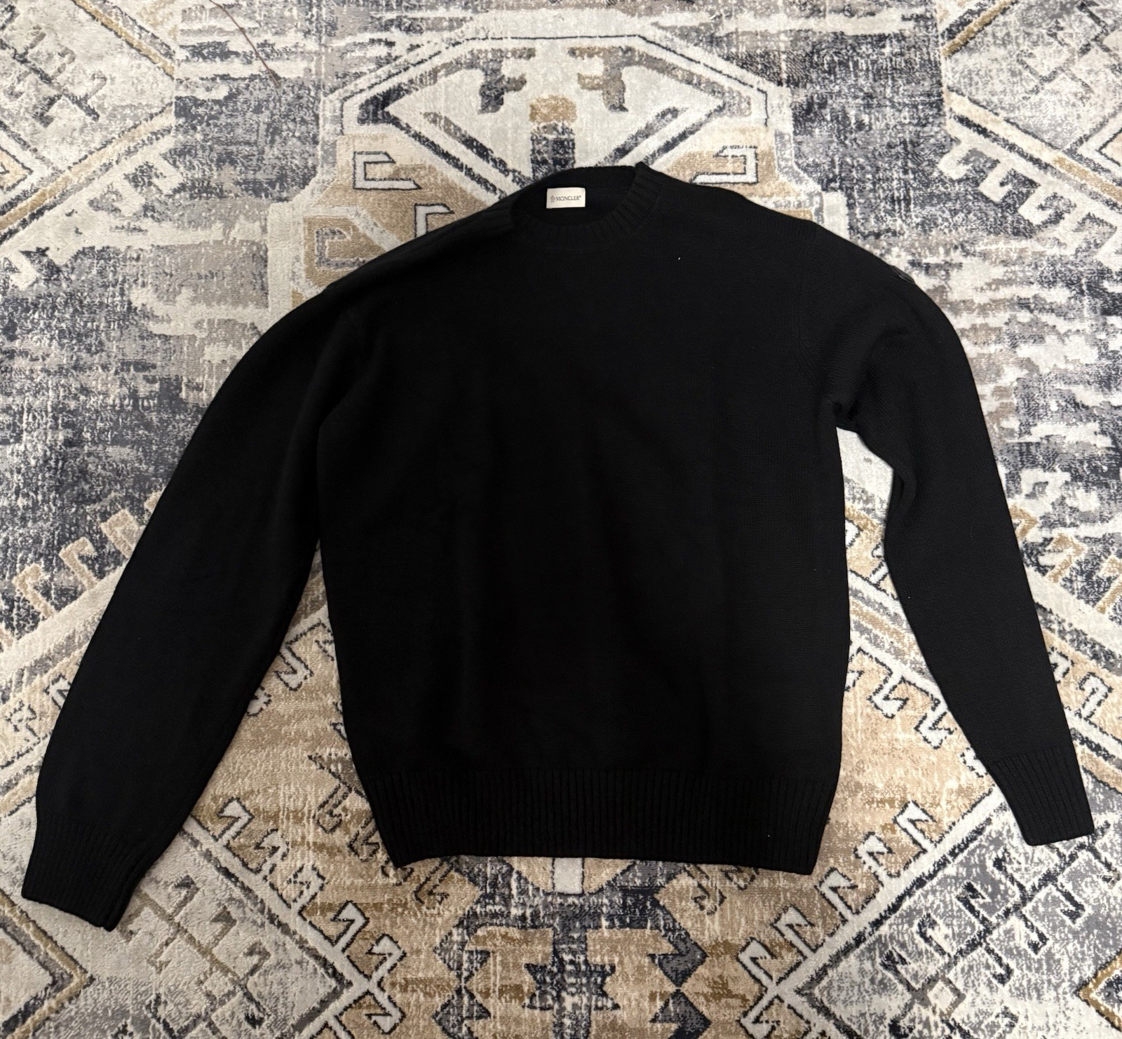 Moncler Mens Wool Sweater Size XL Black