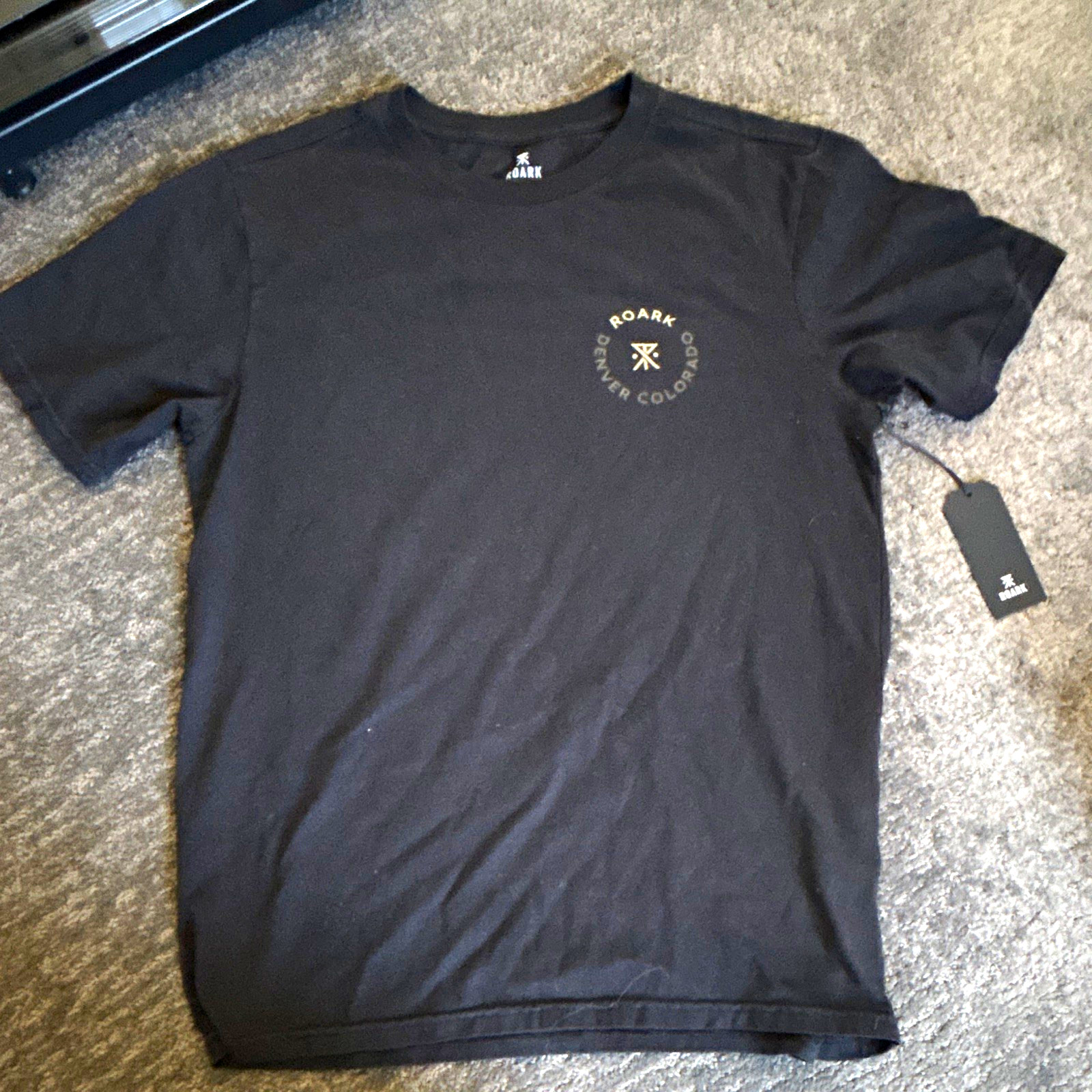 Roark Men’s Black Cotton Knit Crew Neck Short Sleeve Denver CO Graphic Tee