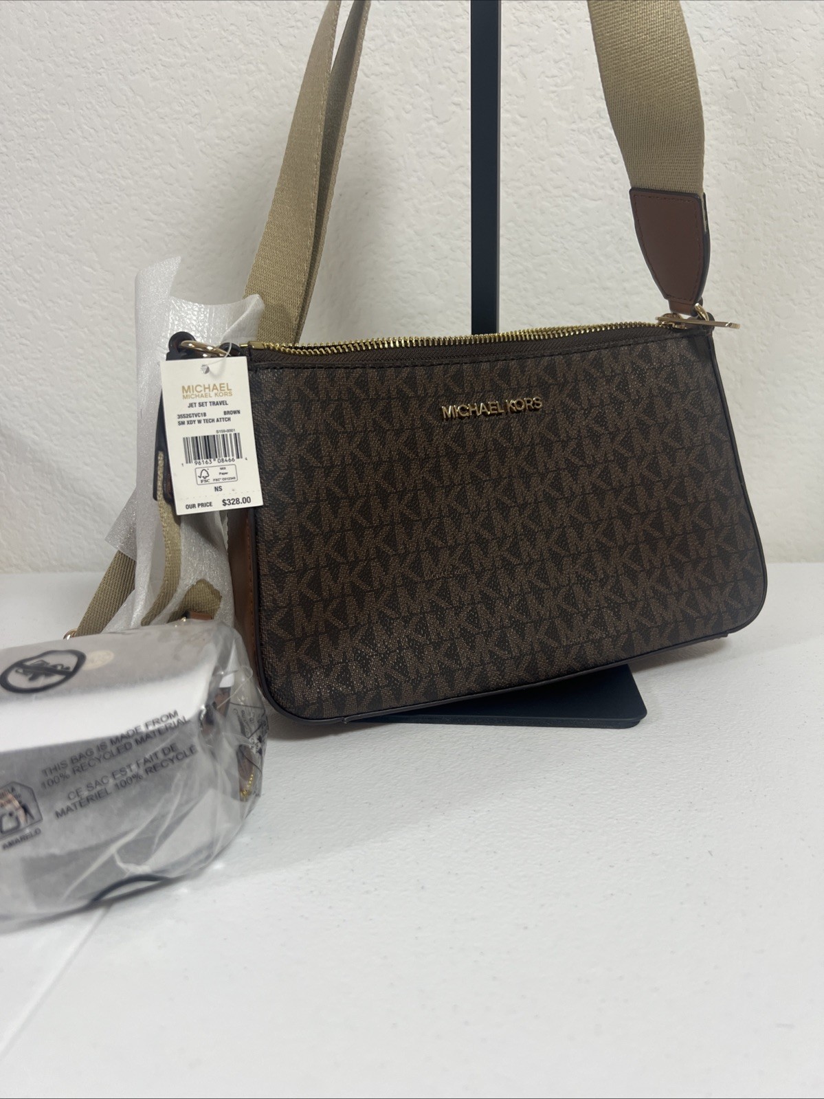 Michael Kors Brown logo Bag With Detachable Strap And Coin Purse