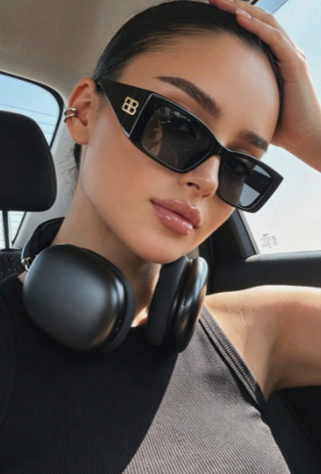 Balenciaga BB0361SK Unisex Sunglasses 54‑18‑140 Black Rectangle Gold BB Logo