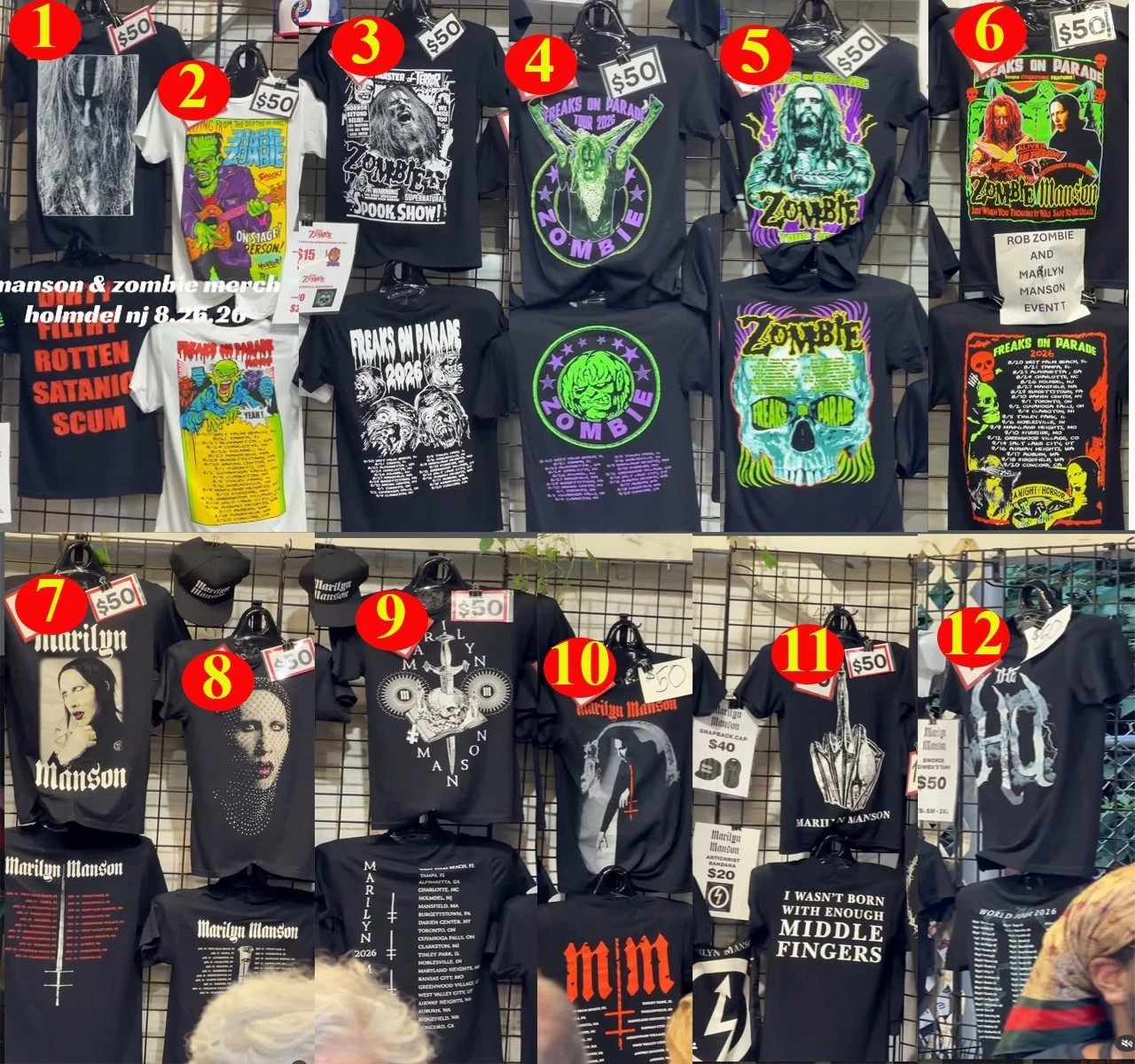 Rob Zombie 2026 North American Tour Freaks On Parade Merch reprint T-Shirt