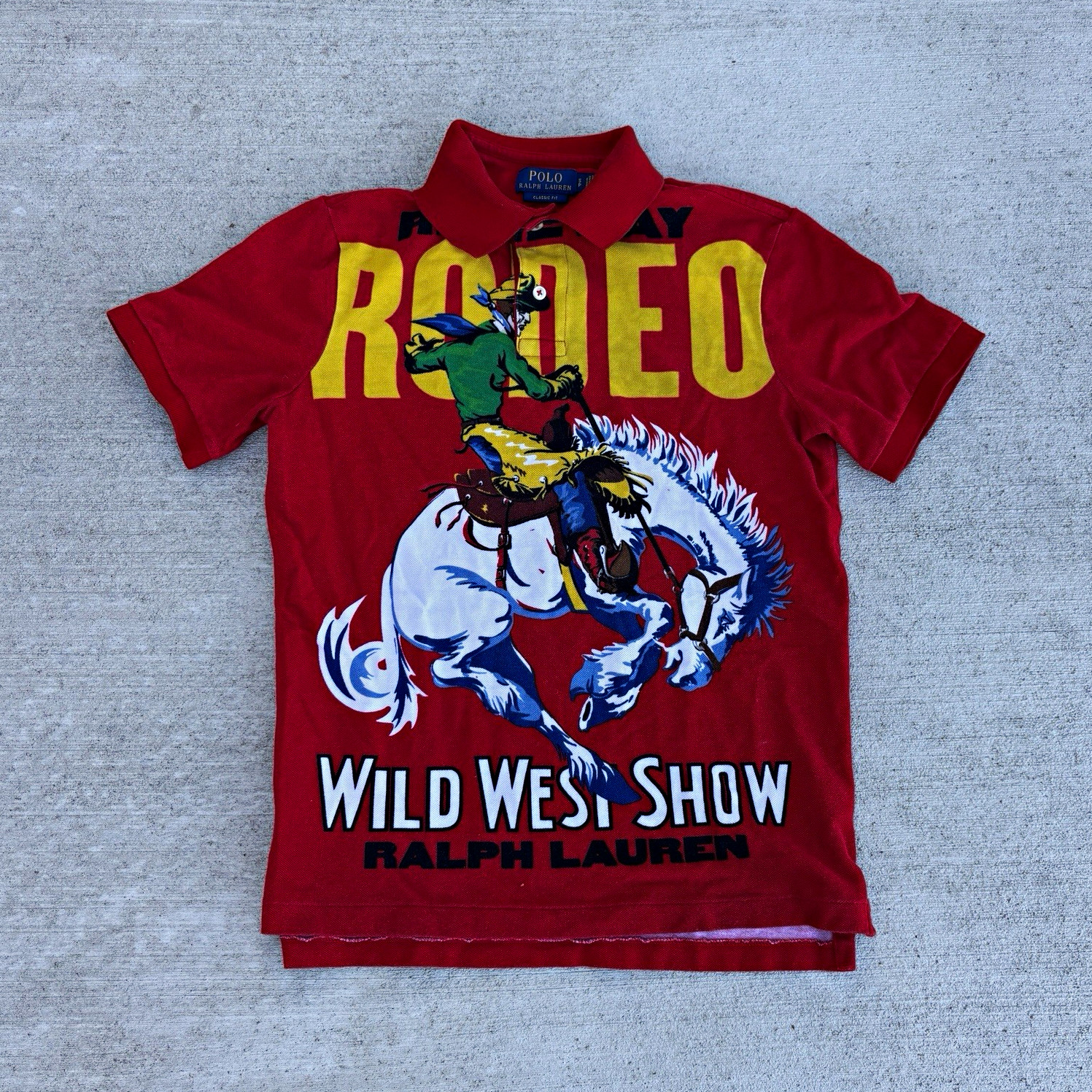 *RARE* Polo Ralph Lauren Classic Fit Red Cowboy Rodeo Cotton Polo Shirt S
