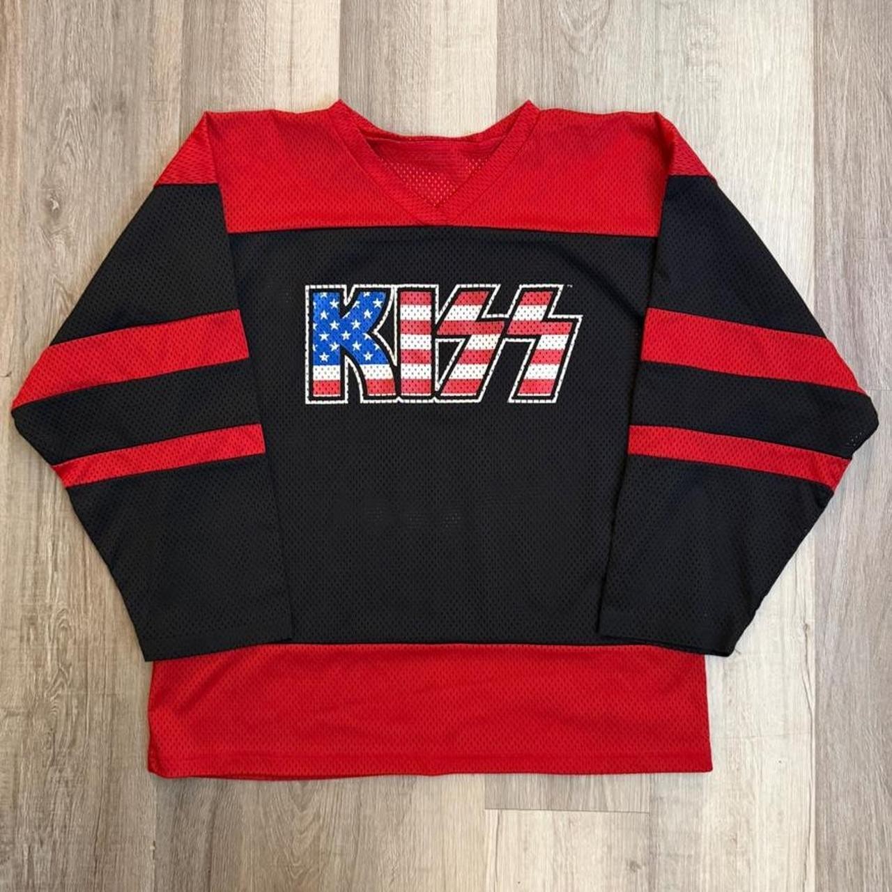 Vintage 1998 KISS band hockey jersey American flag Cronies USA size XL
