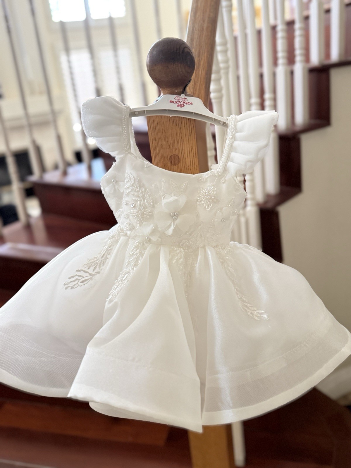 Custom handmade baby girl 3-6 months baptism, flower girl, fancy white dress