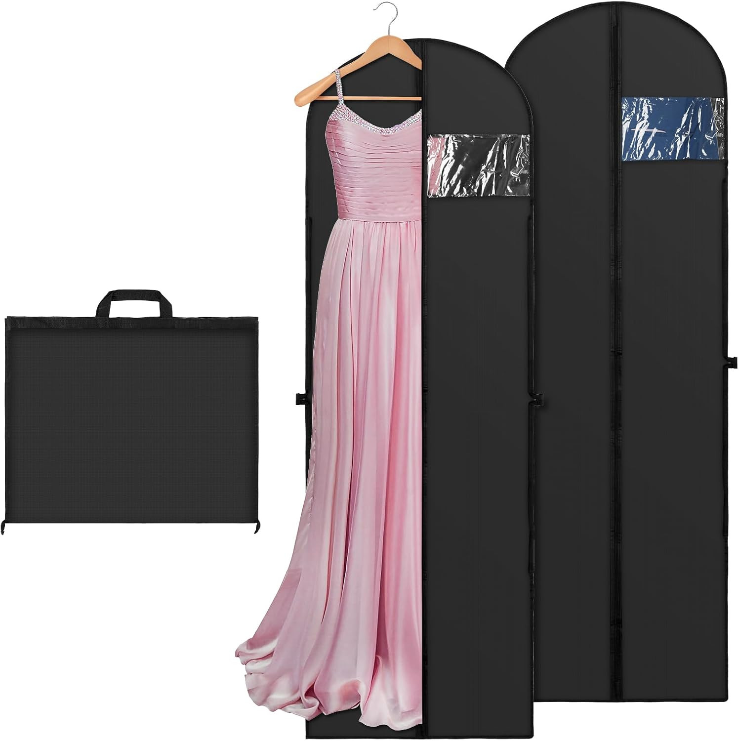 70 inch Long Garment Bags 2 Pack Dress Storage Travel Gown Suit Cover Black Pack