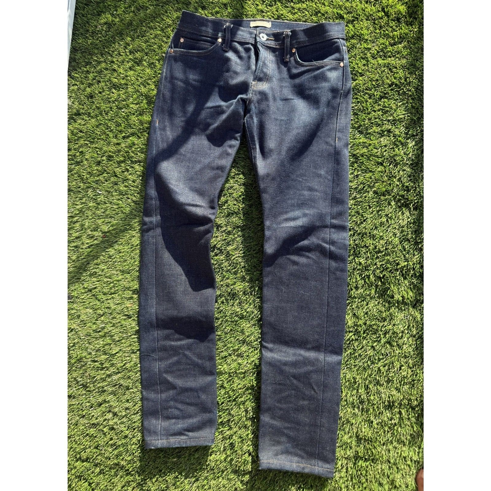 The Unbranded Brand UB421 Tight Fit 21oz Raw Selvedge Denim Jeans, 32x34