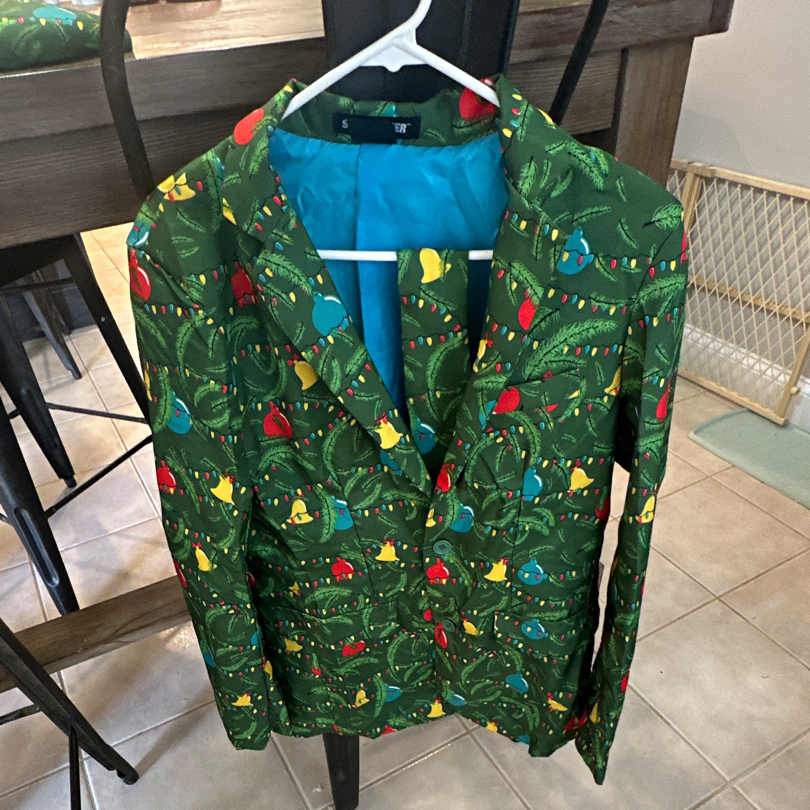 Suitmeister Men\'s Christmas Holiday Light-up Green 3-Piece Suit Size S