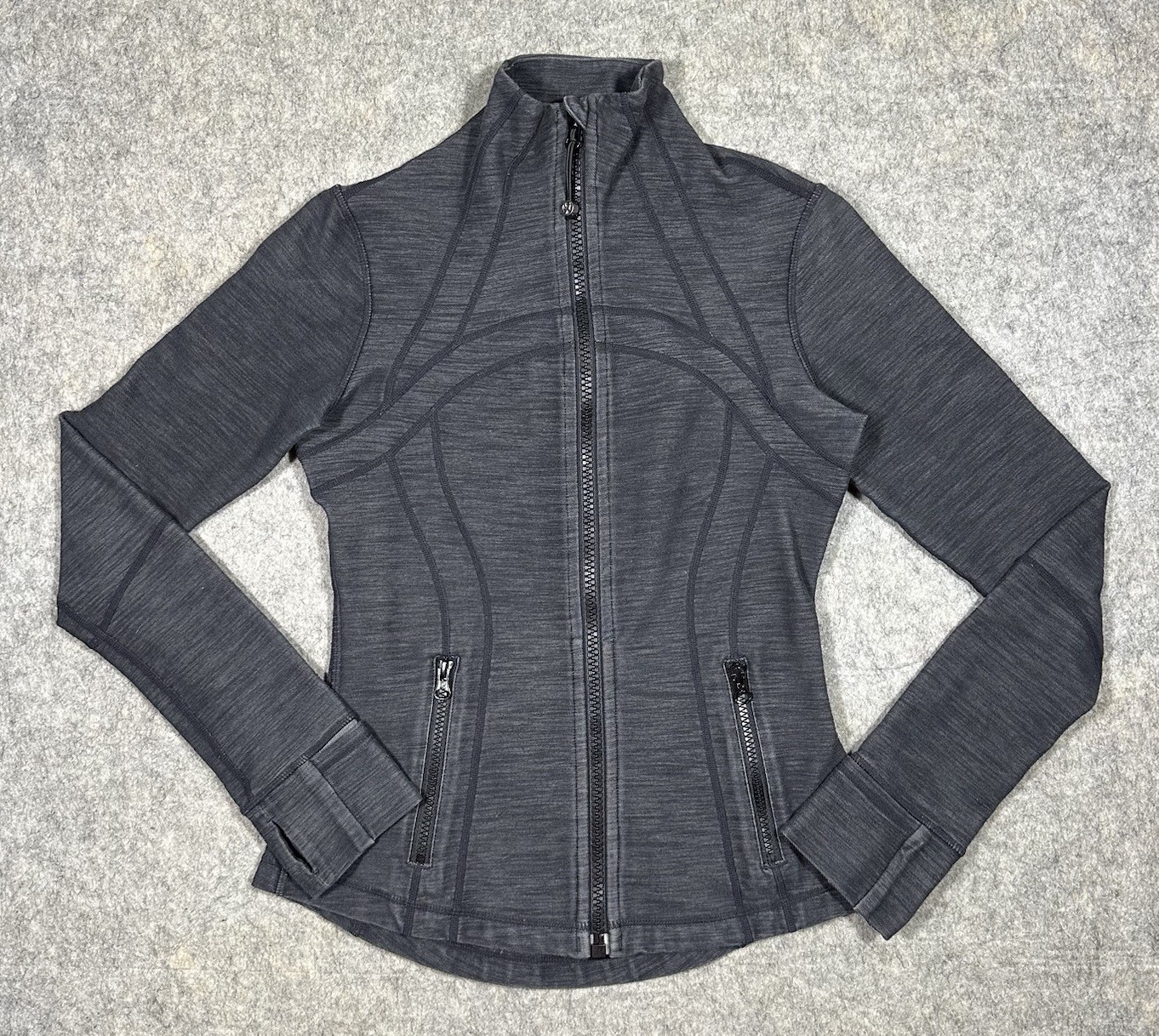 Lululemon Define Jacket Women’s 4 Black Gray Full Zip Stretch Gym Workout Hiking