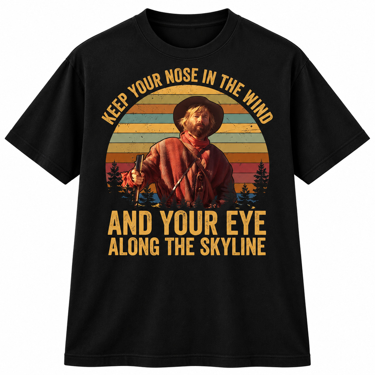 Vintage Western Cowboy Graphic T Shirt Keep Your Nose in the Wind Retro Tee